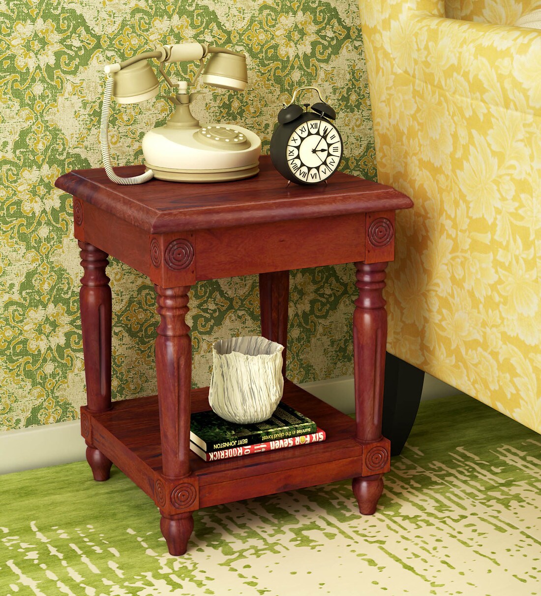 Buy Louis Solid Wood End Table In Honey Oak Finish By Amberville Online