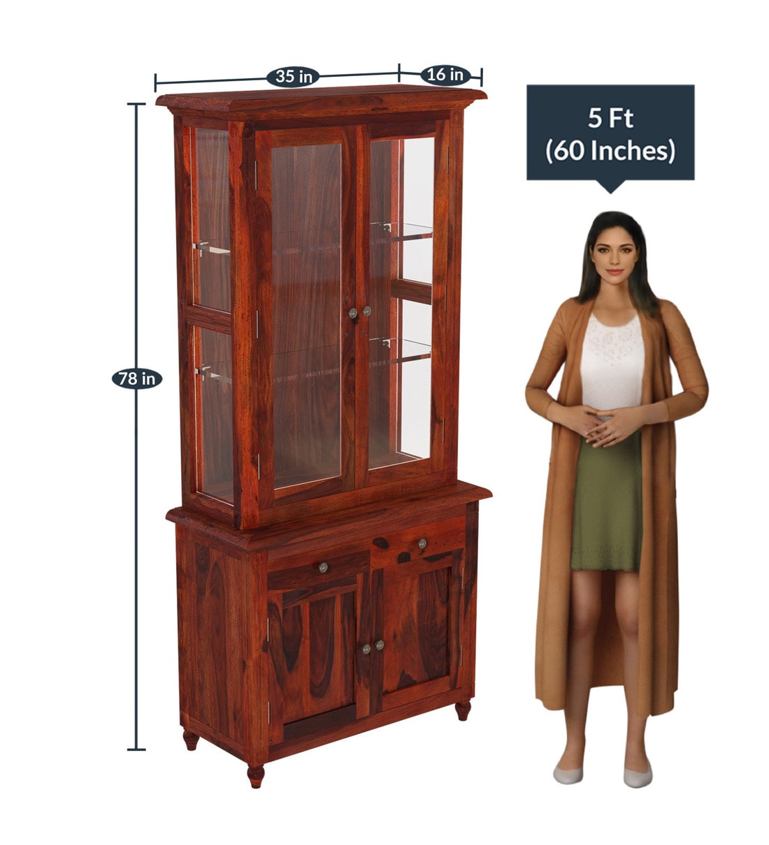 Buy Louis Solid Wood Hutch in Honey Oak Finish By Amberville