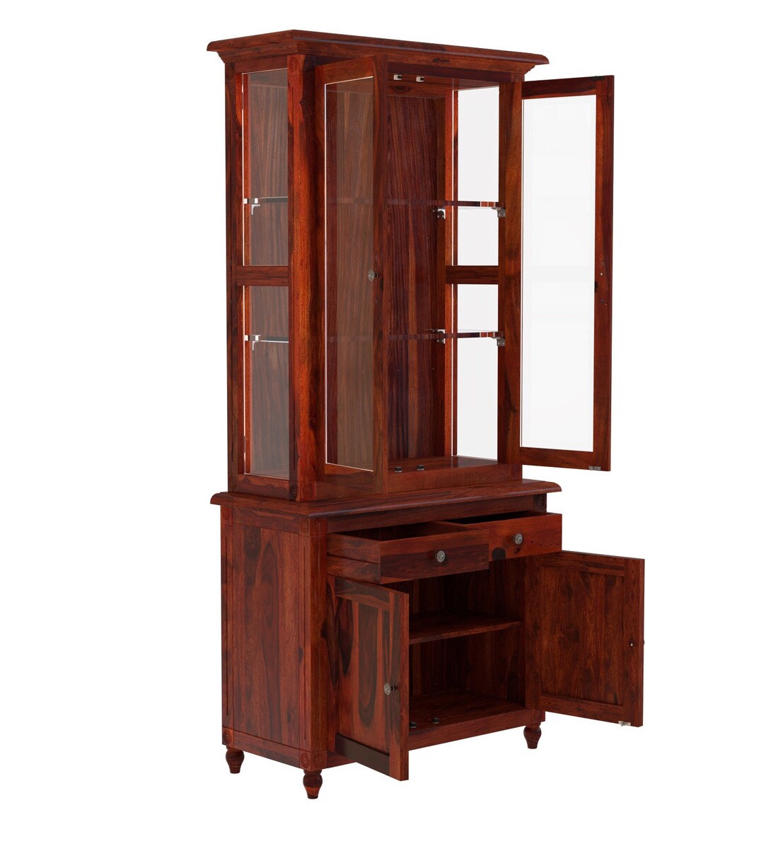 Buy Louis Solid Wood Hutch Cabinet in Honey Oak Finish By Amberville ...