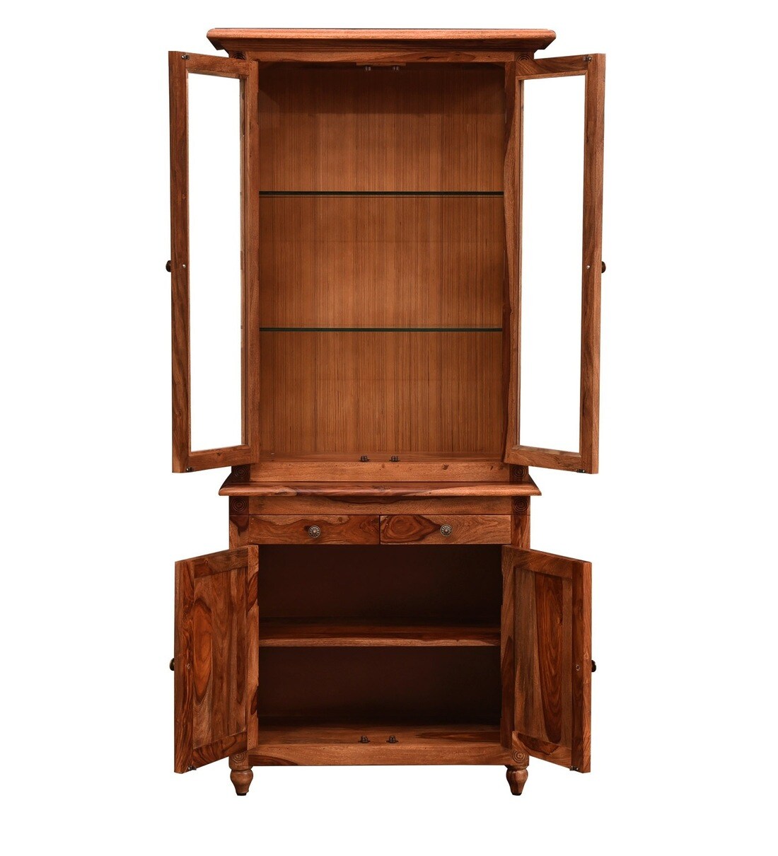 Buy Louis Solid Wood Hutch in Rustic Teak Finish By Amberville