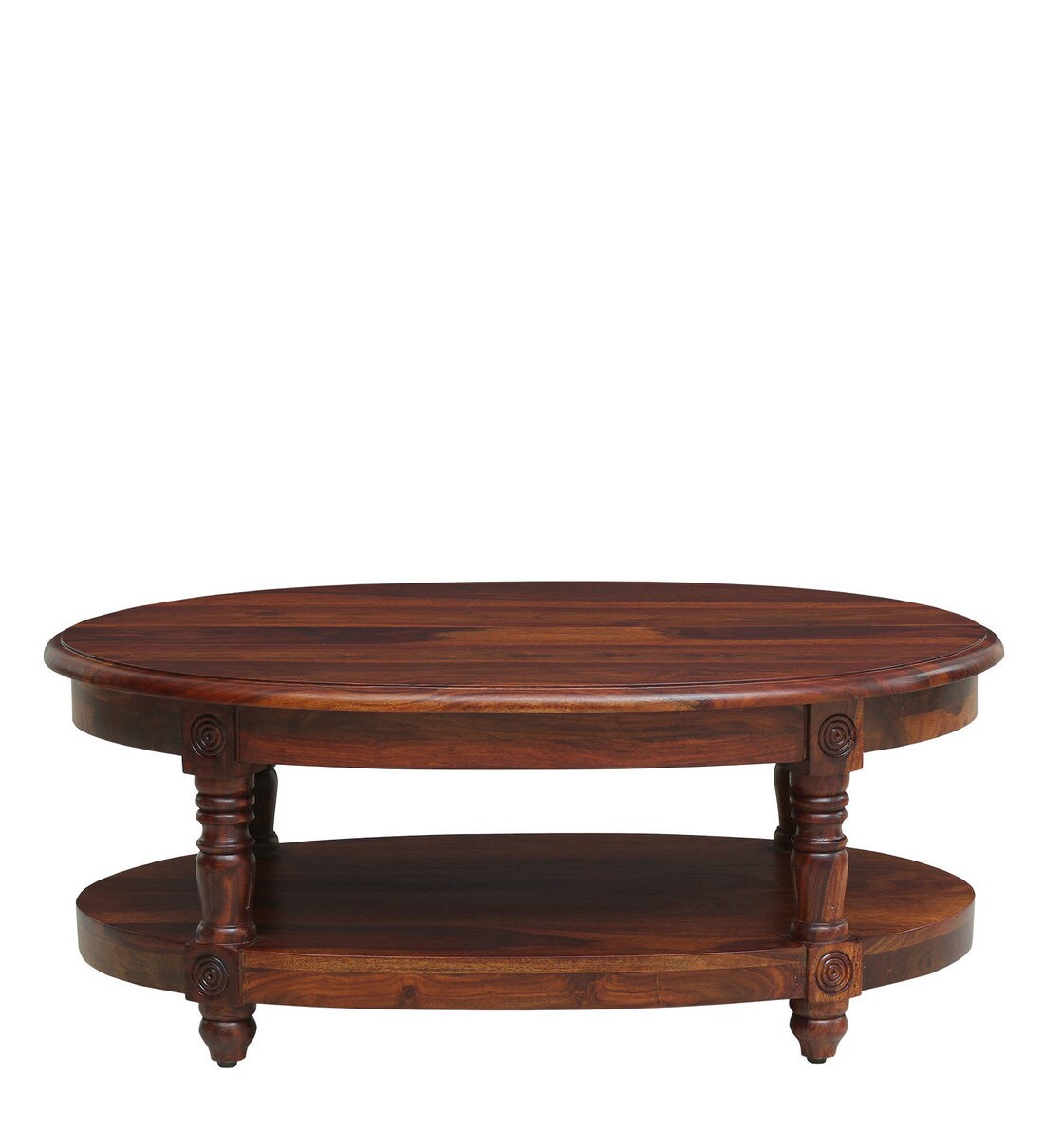 Buy Louis Solid Wood Oval Coffee Table In Honey Oak Finish By