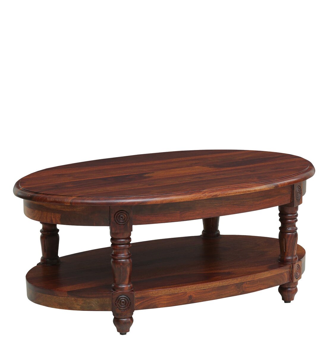 Buy Louis Solid Wood Oval Coffee Table In Honey Oak Finish By