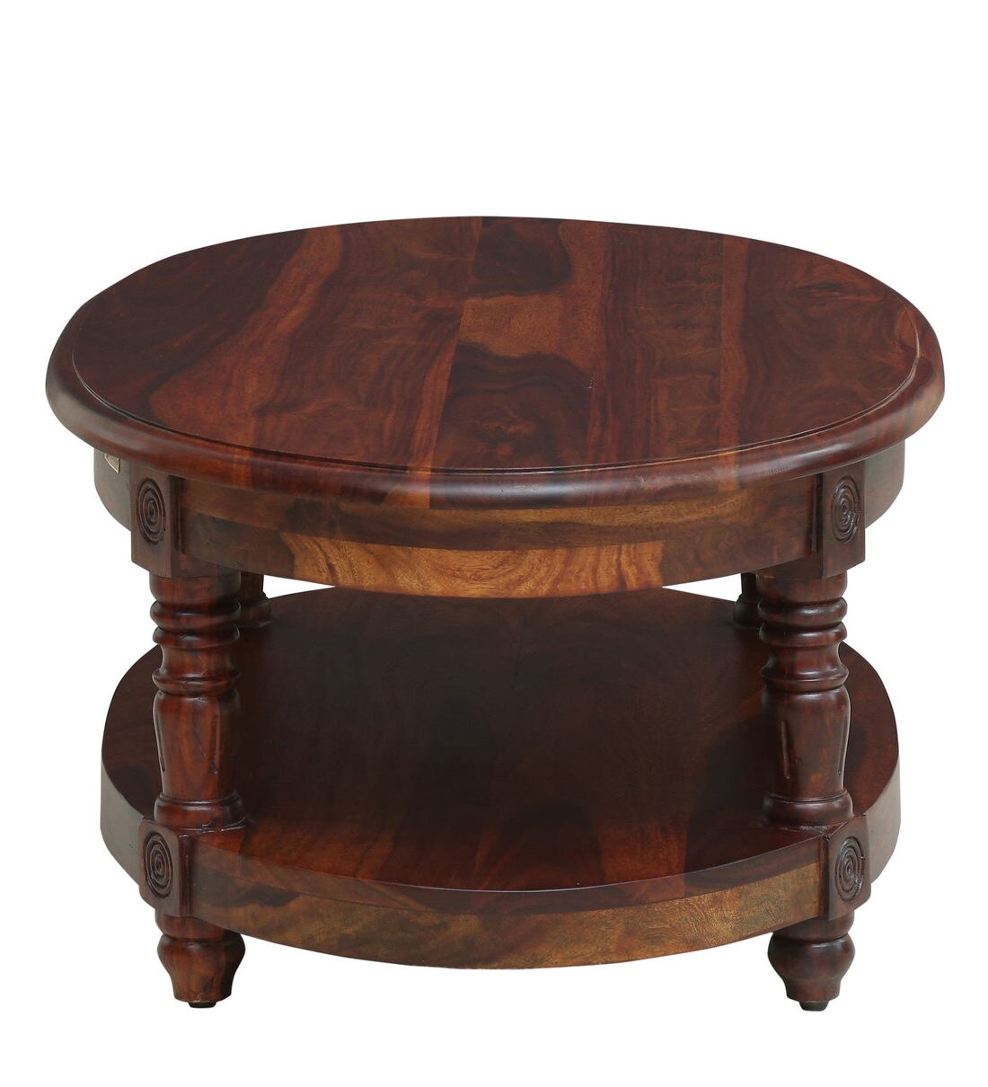 Buy Louis Solid Wood Oval Coffee Table In Honey Oak Finish By