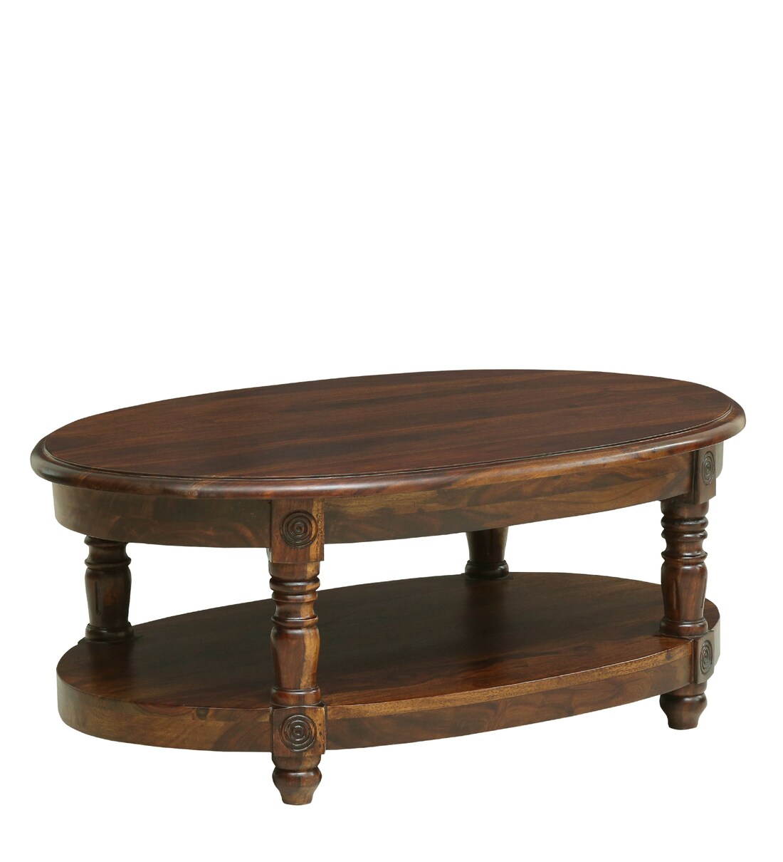Buy Louis Solid Wood Oval Coffee Table In Provincial Teak Finish By