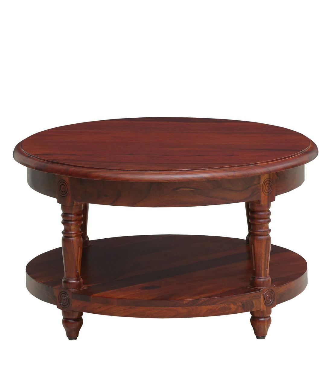 Buy Louis Solid Wood Round Coffee Table In Honey Oak Finish By
