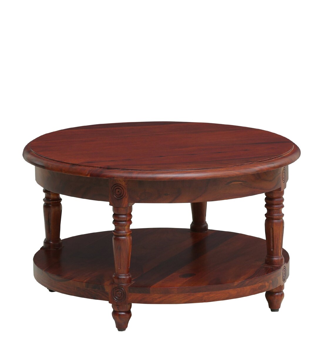 Buy Louis Solid Wood Round Coffee Table In Honey Oak Finish By