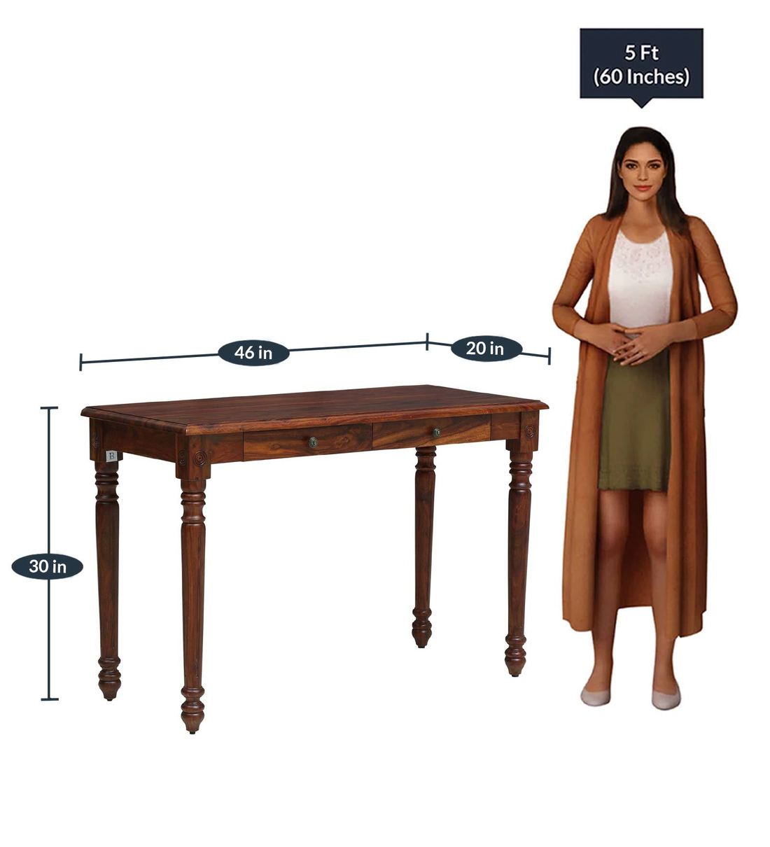 Buy Louis Solid Wood Study Table In Honey Oak Finish By Amberville