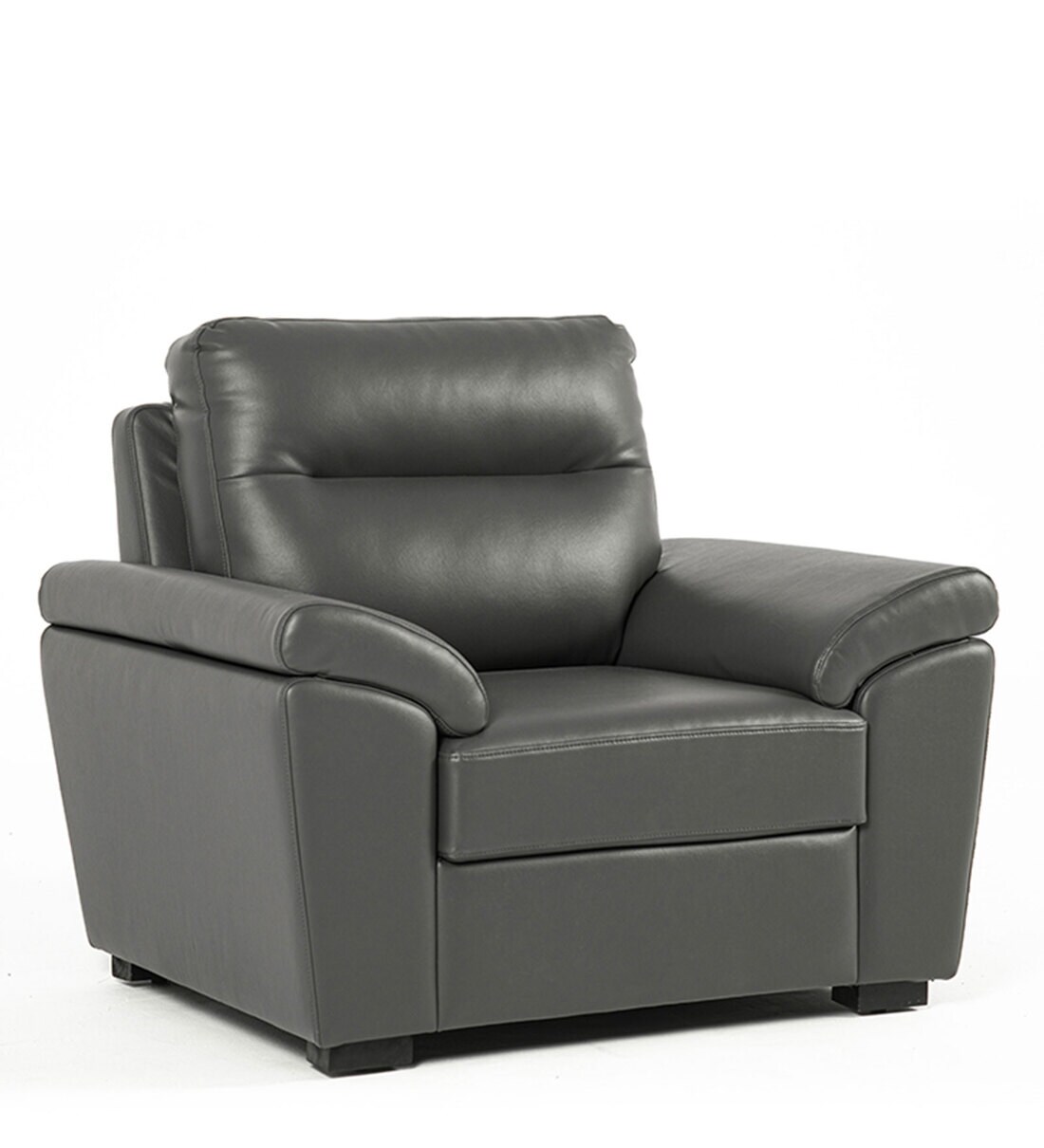 Buy Lounger Leatherette 1 Seater Sofa in Grey Colour by Wakefit Online