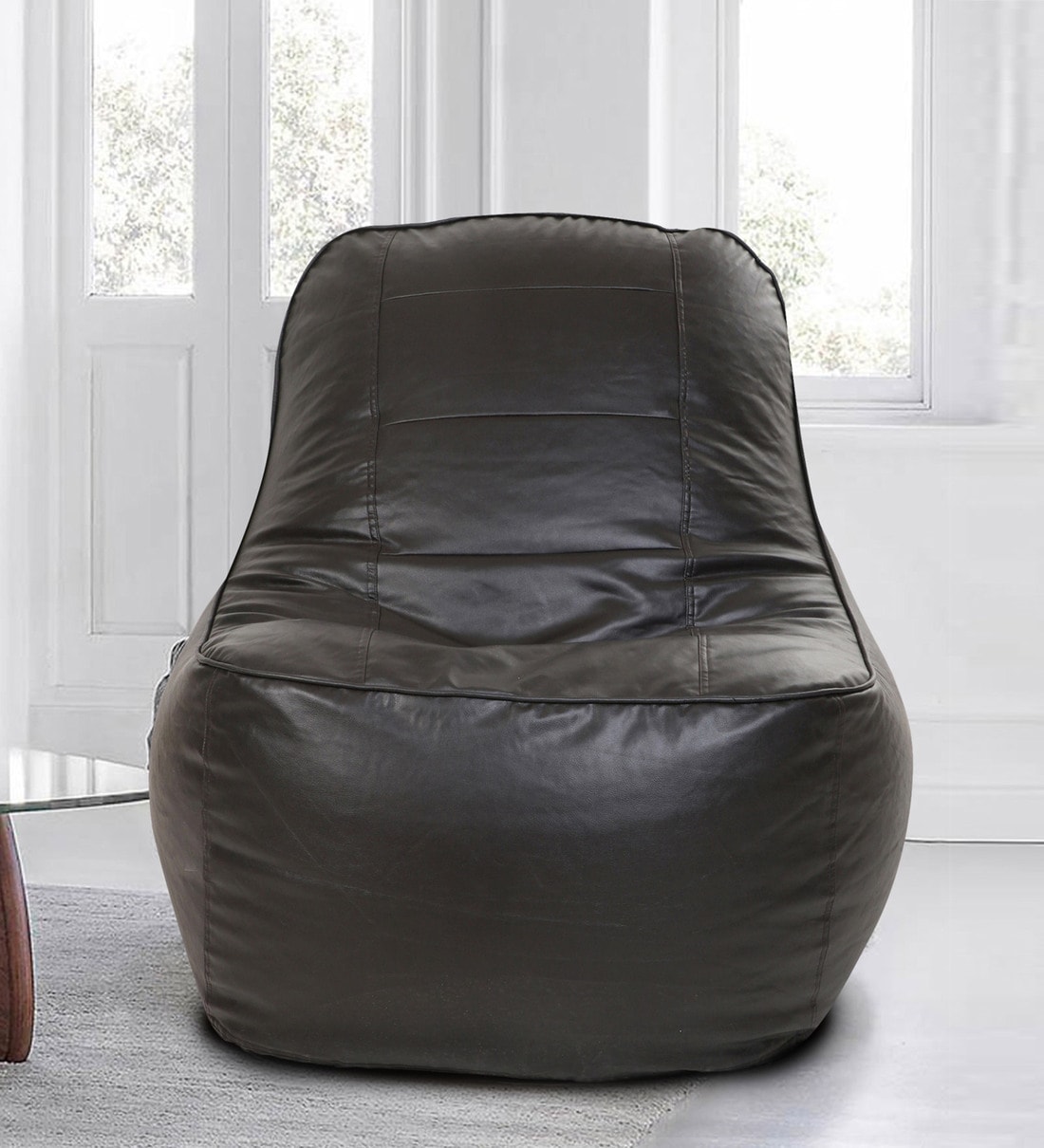 Buy Lounger XXXL Bean Bag with Beans in Brown Colour by Sattva Online