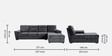 Lounger Fabric LHS Sectional Sofa In Space Grey Colour
