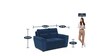 Lounger Fabric 2 Seater Sofa in Blue Colour