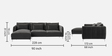 Lovable Velvet Fabric RHS Sectional Sofa In Grey Finish