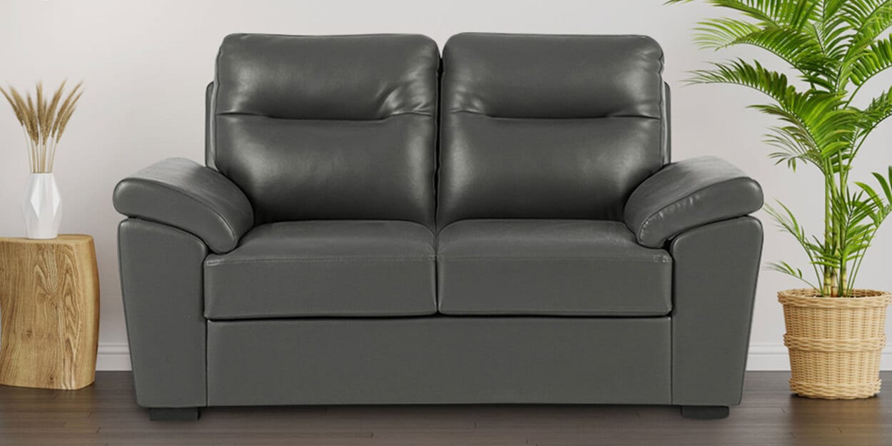 Buy Lounger Leatherette 2 Seater Sofa in Grey Colour by Wakefit Online ...