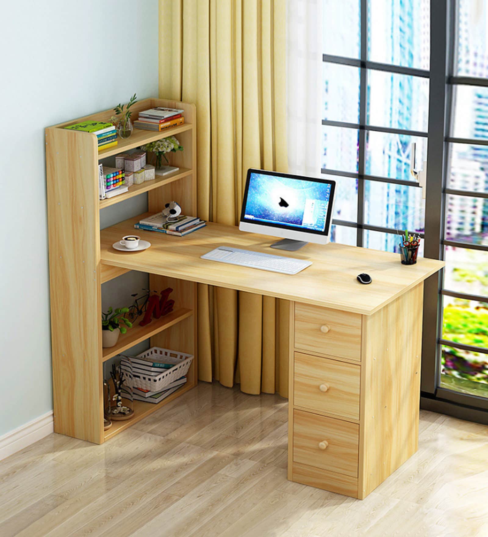 Loa Hutch Desk in Beige Finish