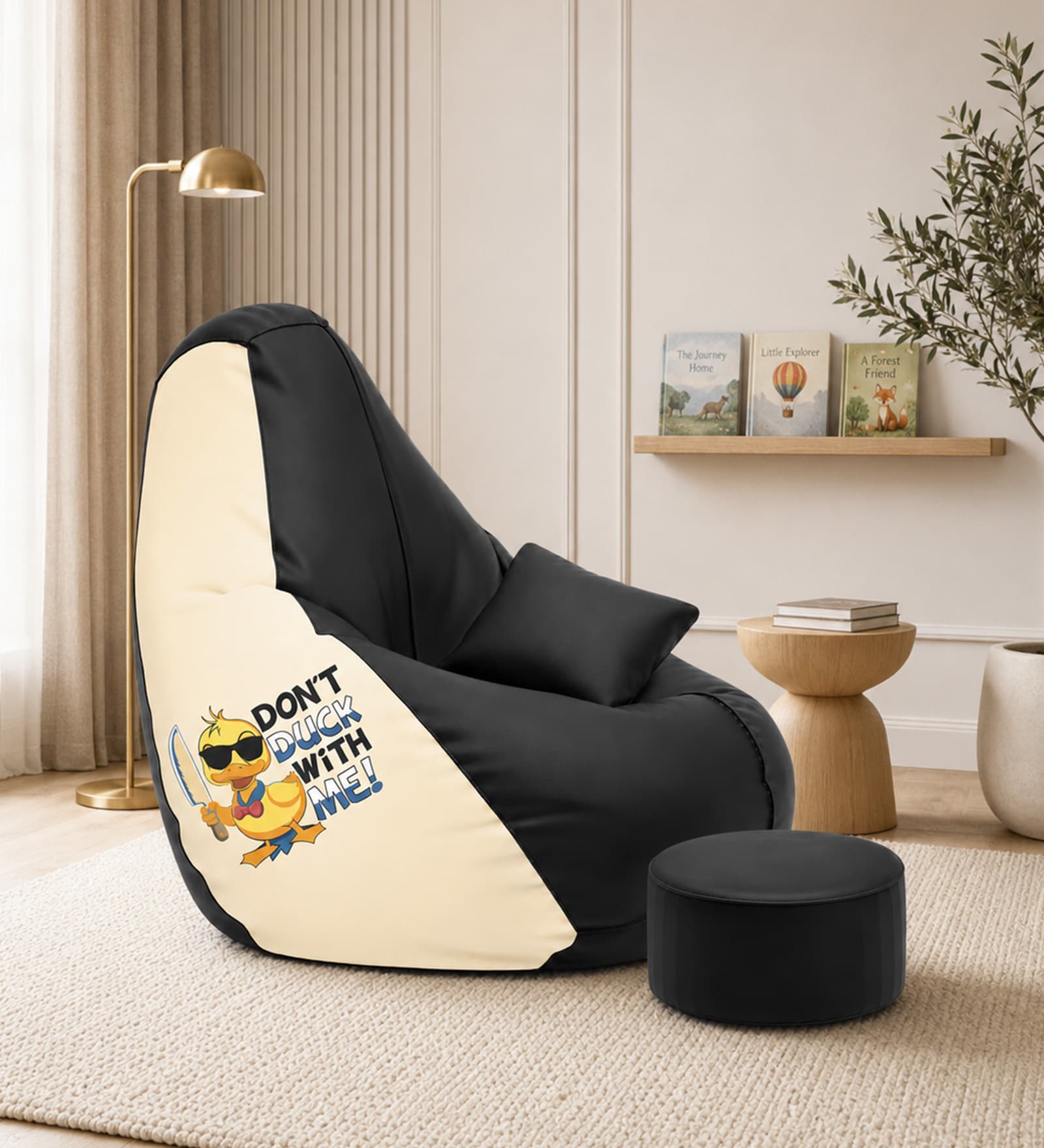 Loaf 3XL 'Duck with me' Printed Filled Bean Bag with Footrest & Cushion