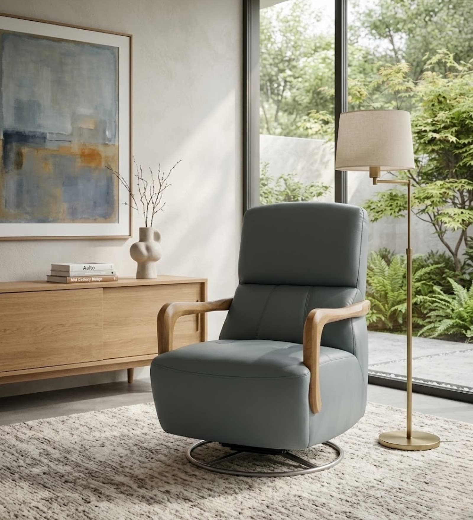 Vicerey Motorized Leather Recliner In Grey Colour