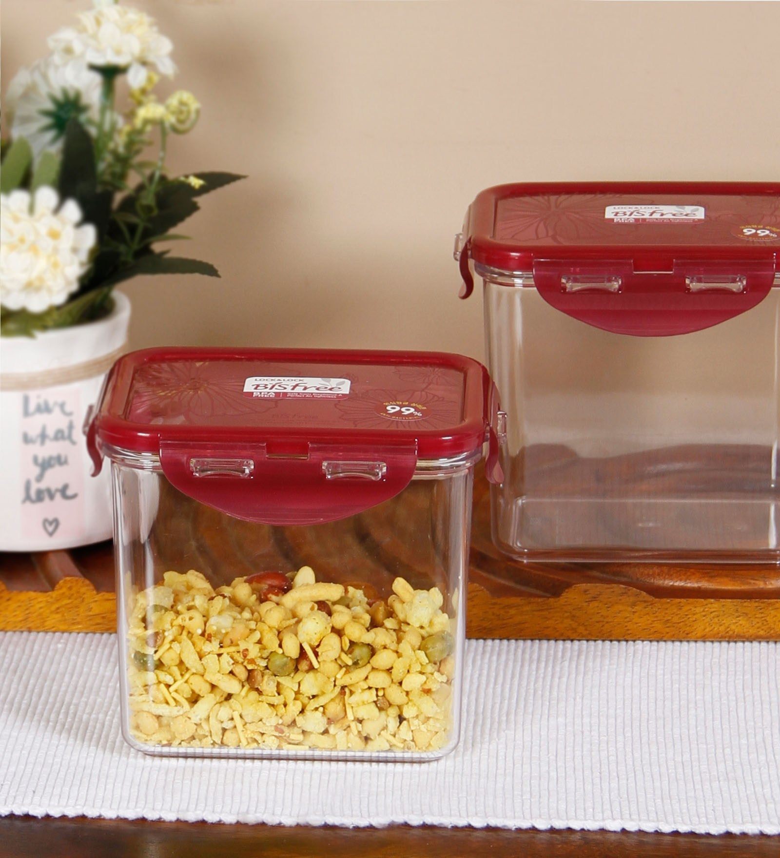 Buy Lock&Lock Rectangle 850 ML Bisfree Stackable Container Set of 2