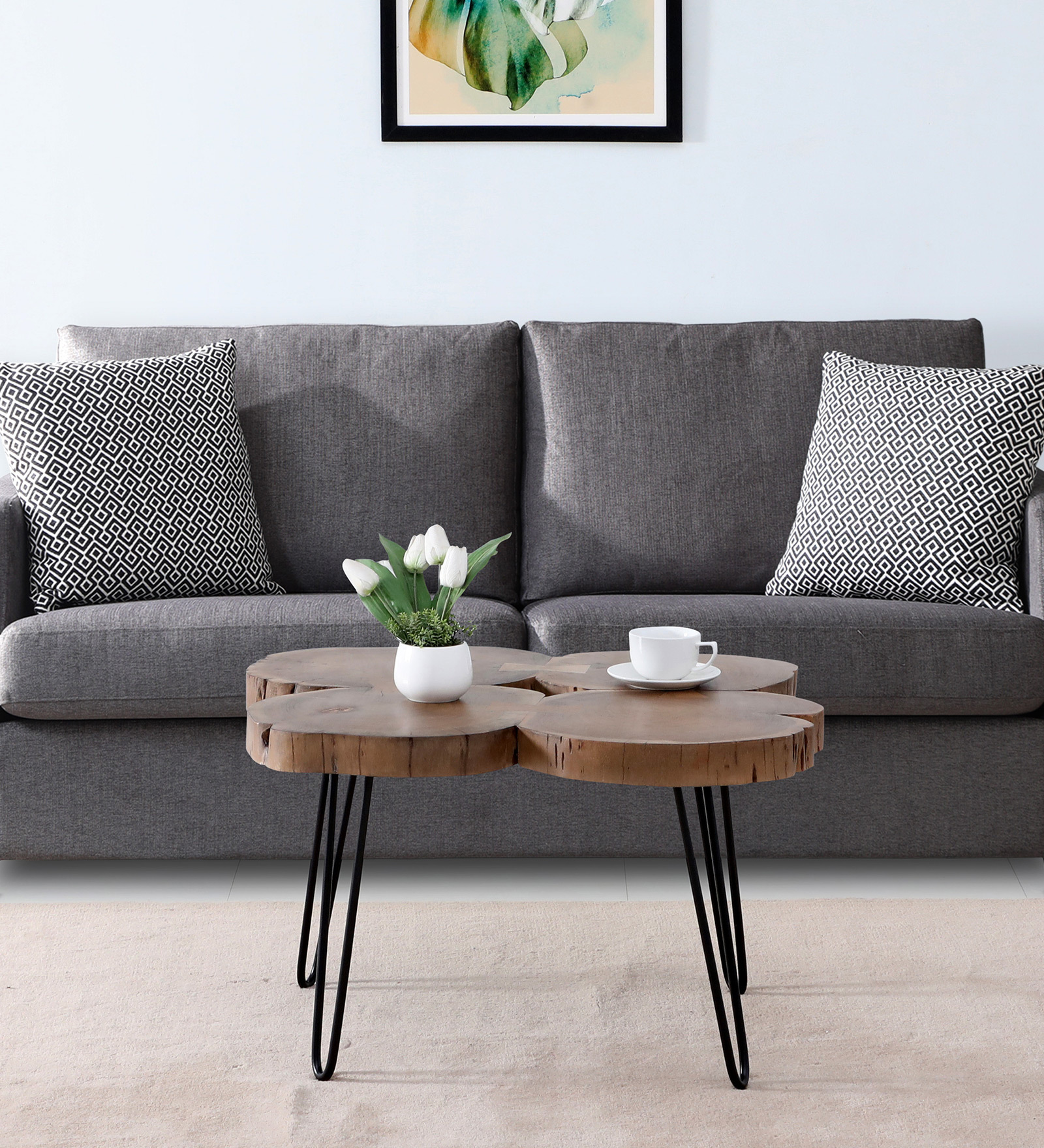 Log Solid Wood Coffee Table In Walnut Finish Log Solid Wood Coffee Table In Walnut Finish