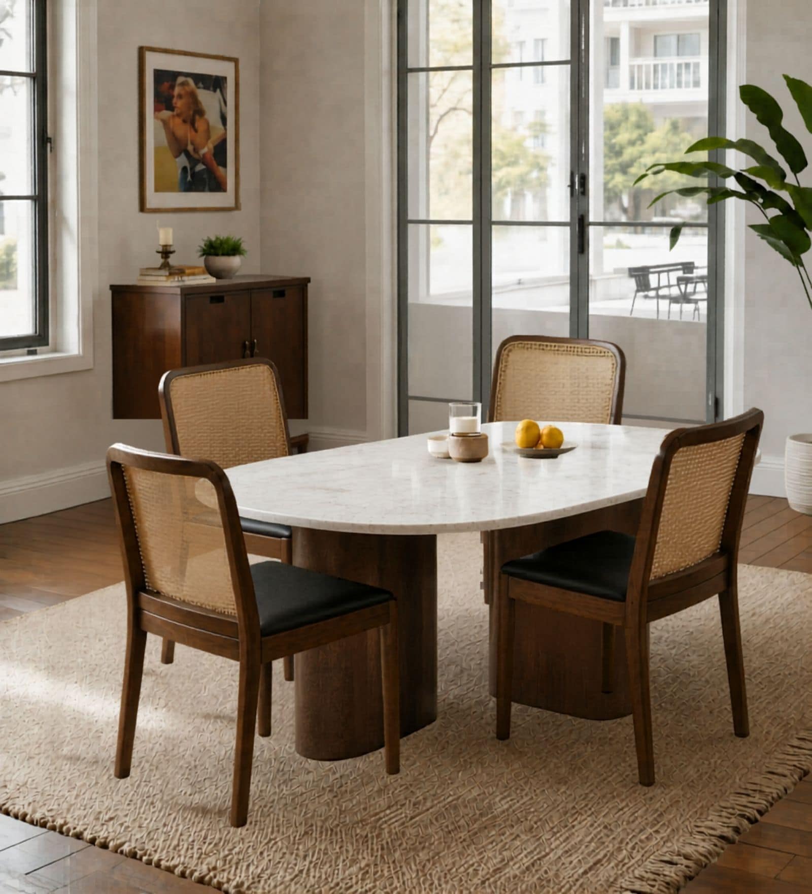 Lok 4 Seater Dining Table Set In Mango Wood Finish