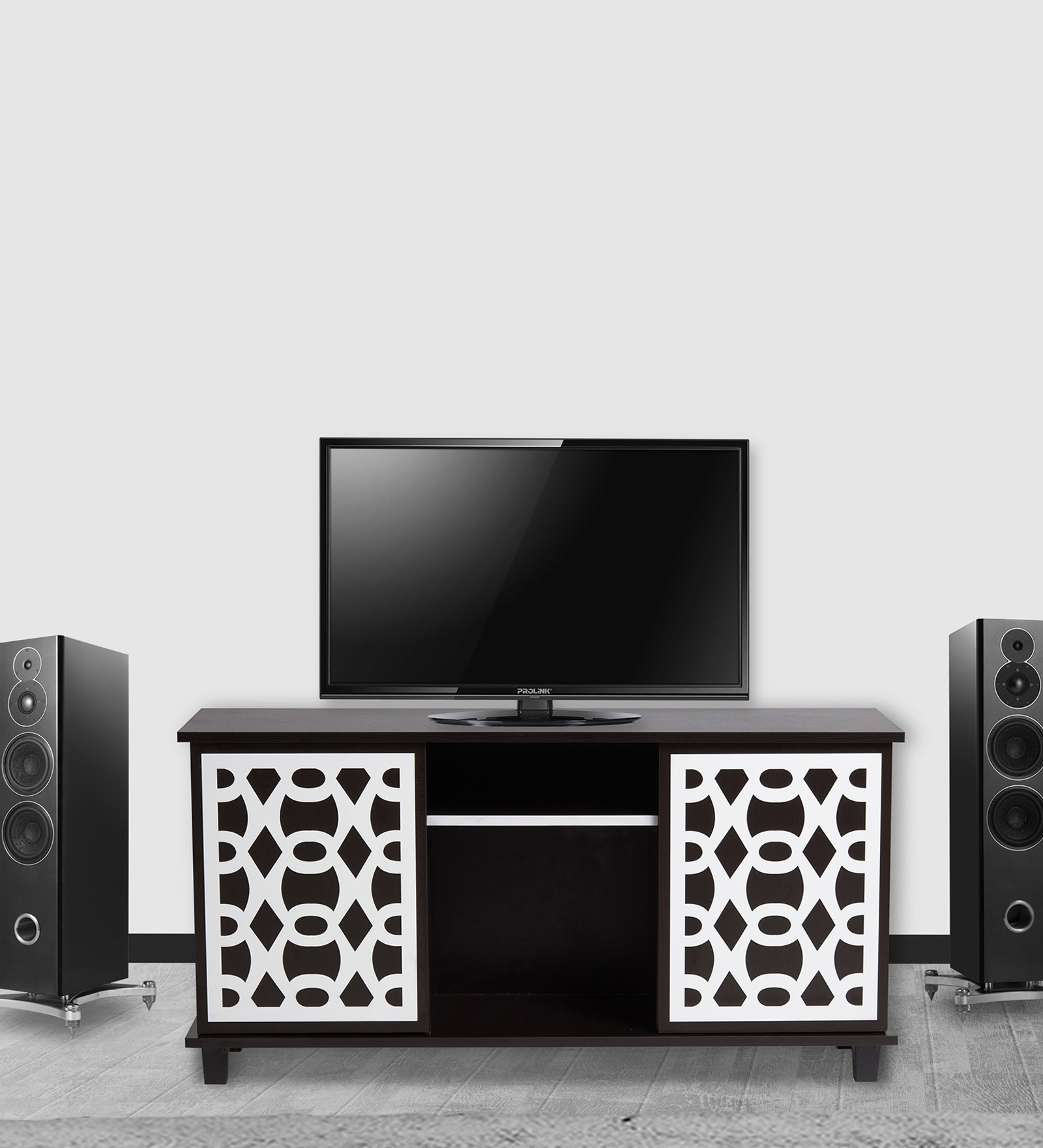 Look Out Two Door TV Console In Wenge Finish