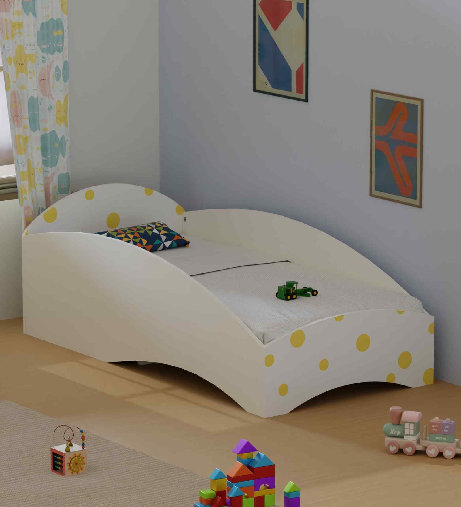 Loopy Loop Toddler Bed in White and Yellow Finish