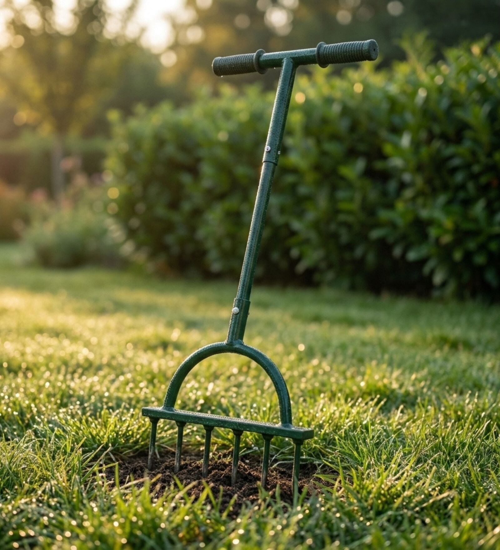 Green Ergonomic Loosener Heavy Duty 4 Spike Lawn Aerator