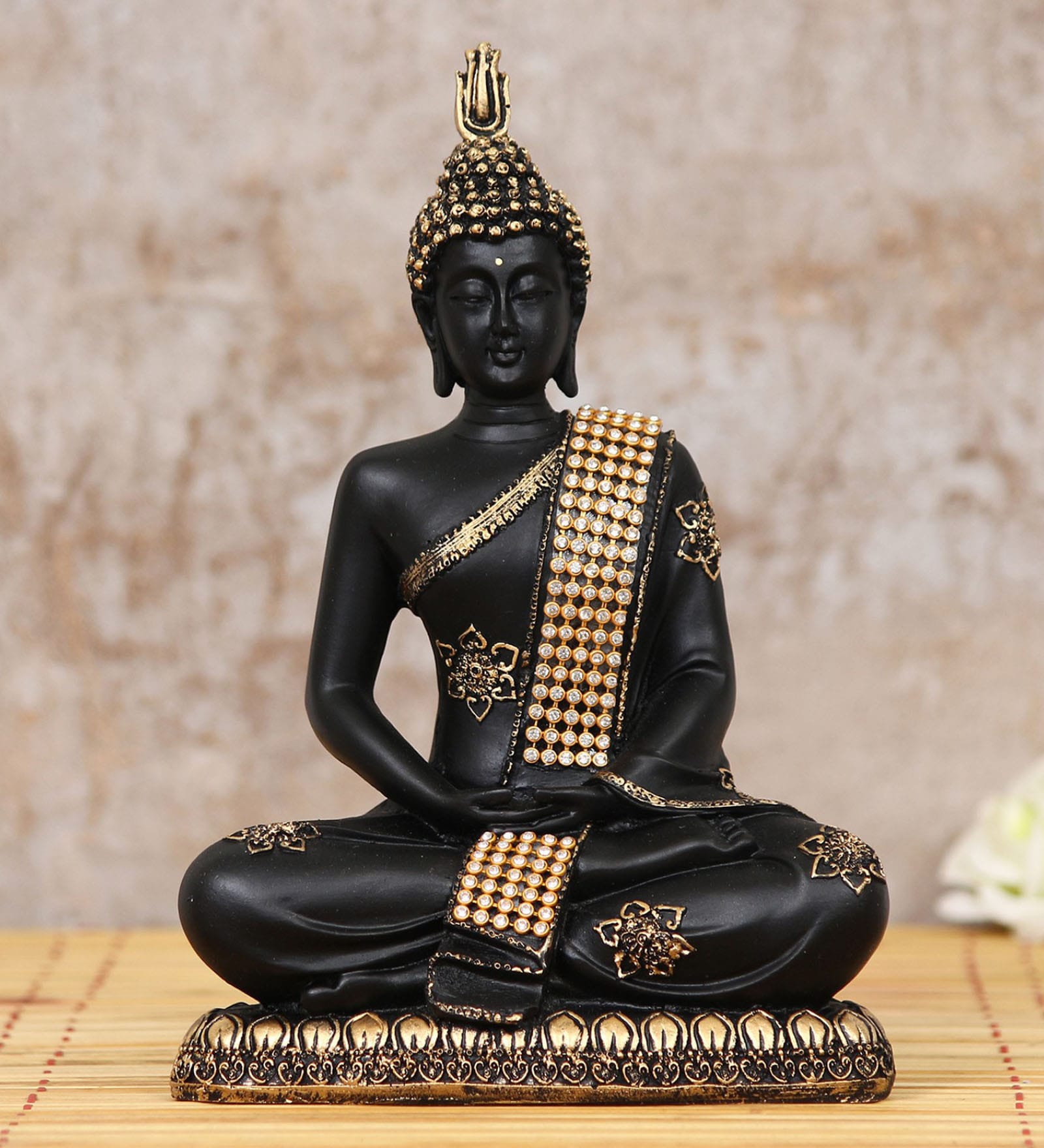 Lord Buddha Black Polyresin Idol