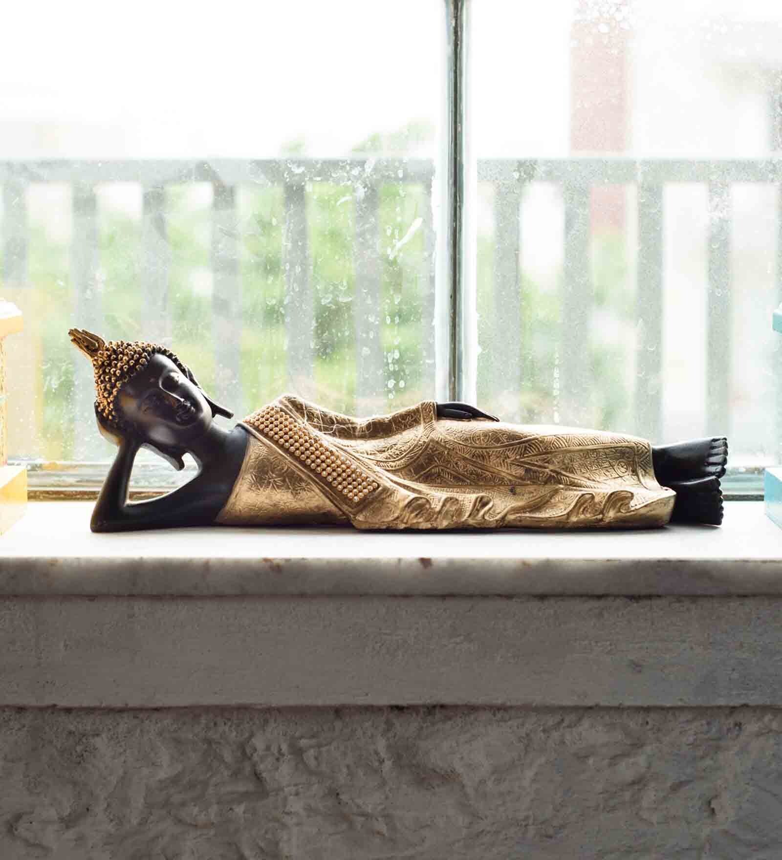 Lord Buddha Black Polyresin Idol