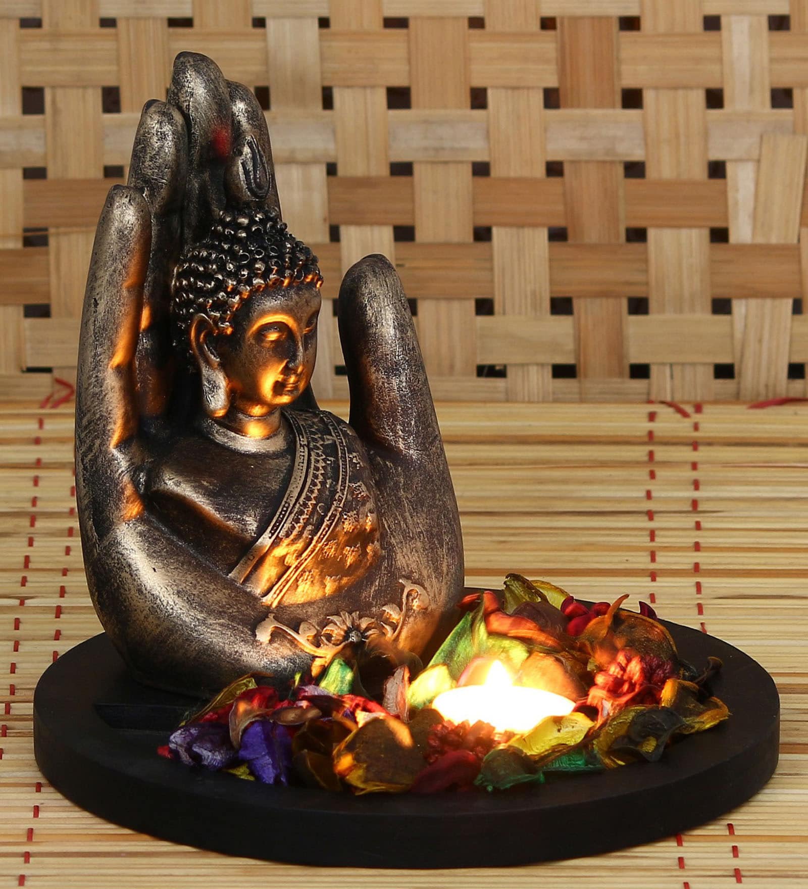 Lord Buddha Black Wood Idol