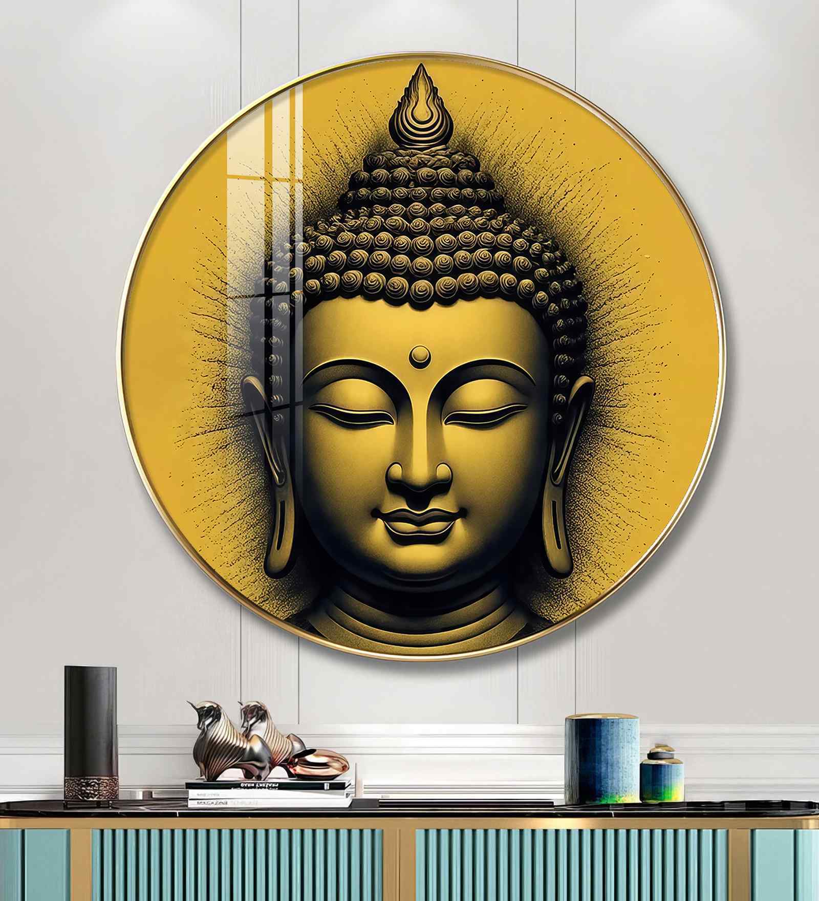 Lord Buddha Blessing Acrylic Round Wall Art