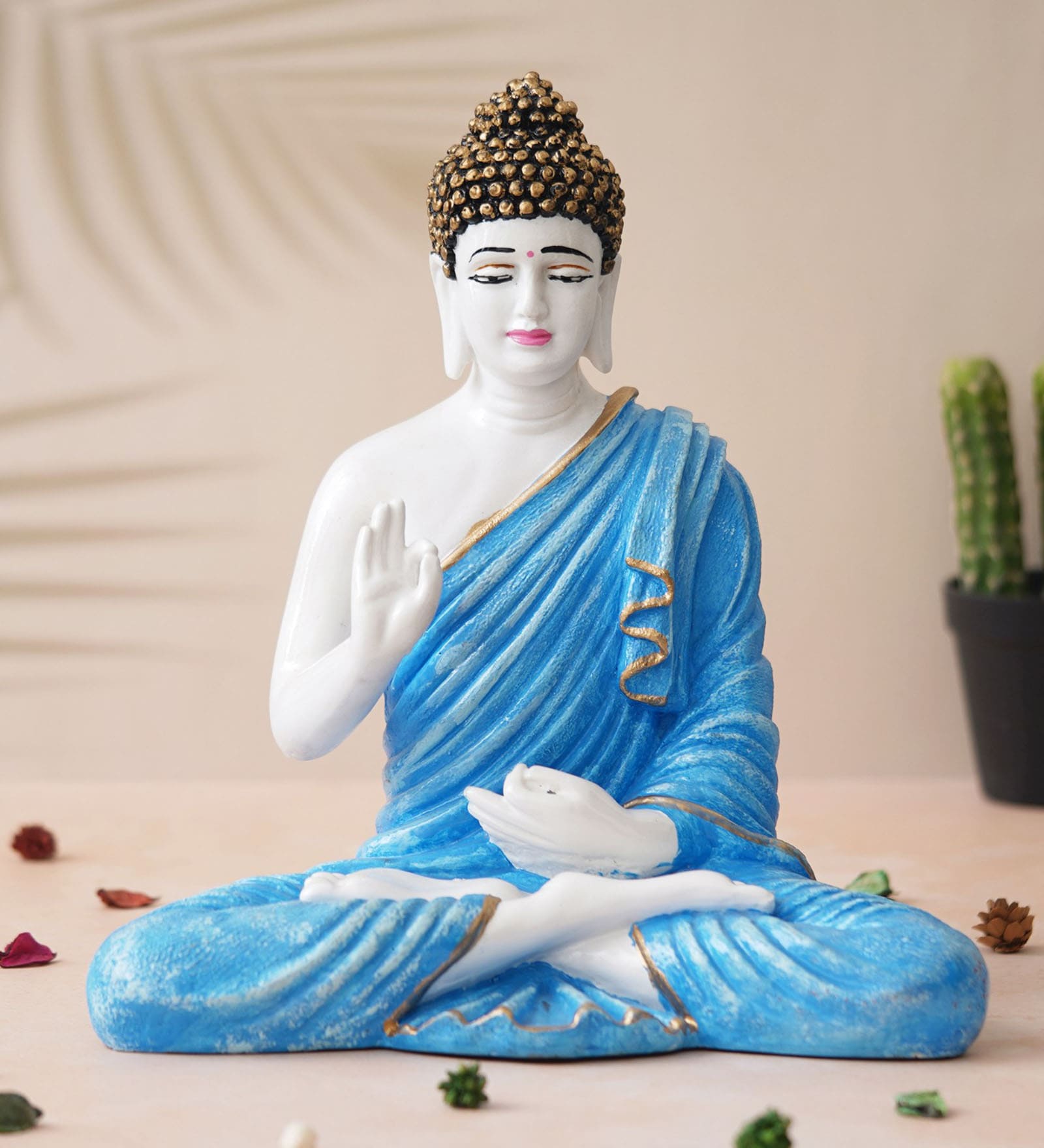 Lord Buddha Blue Polyresin Idol