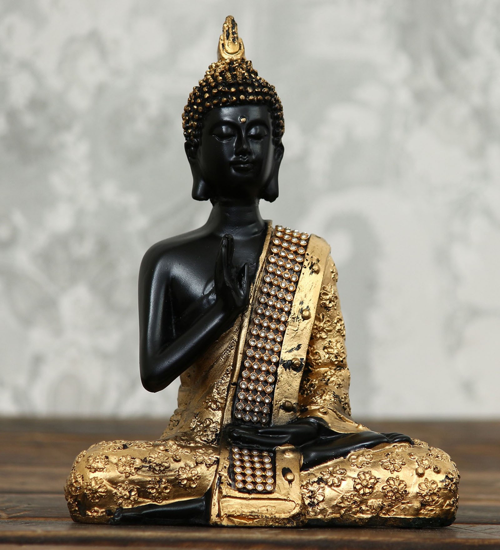 Lord Buddha Gold Polyresin Idol