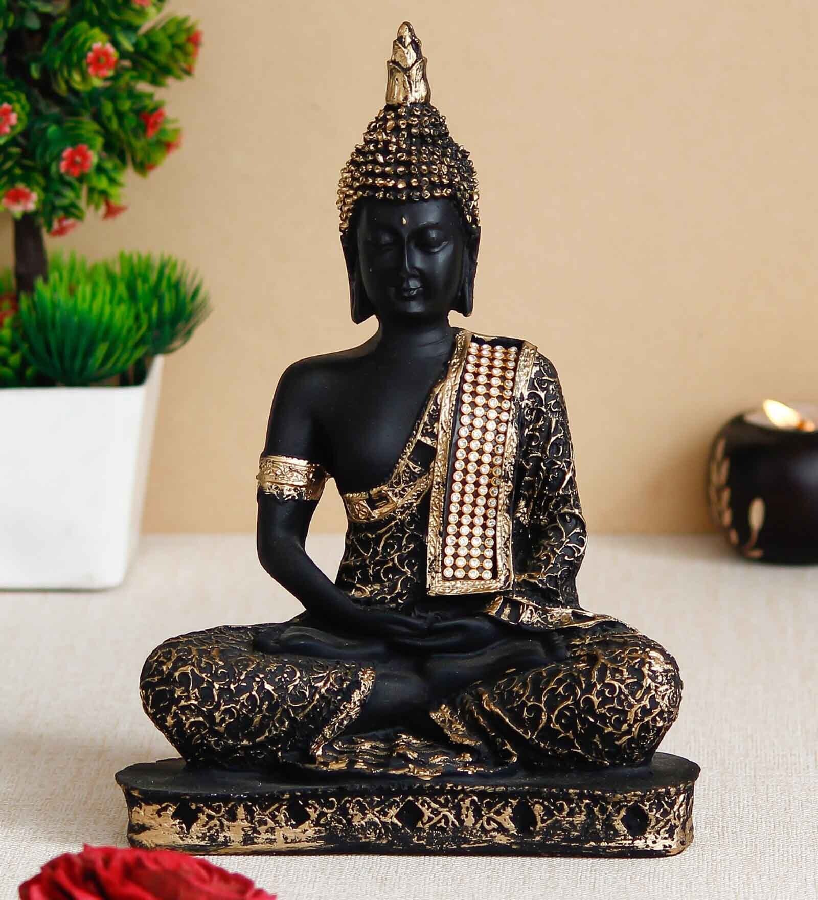Lord Buddha Gold Polyresin Idol