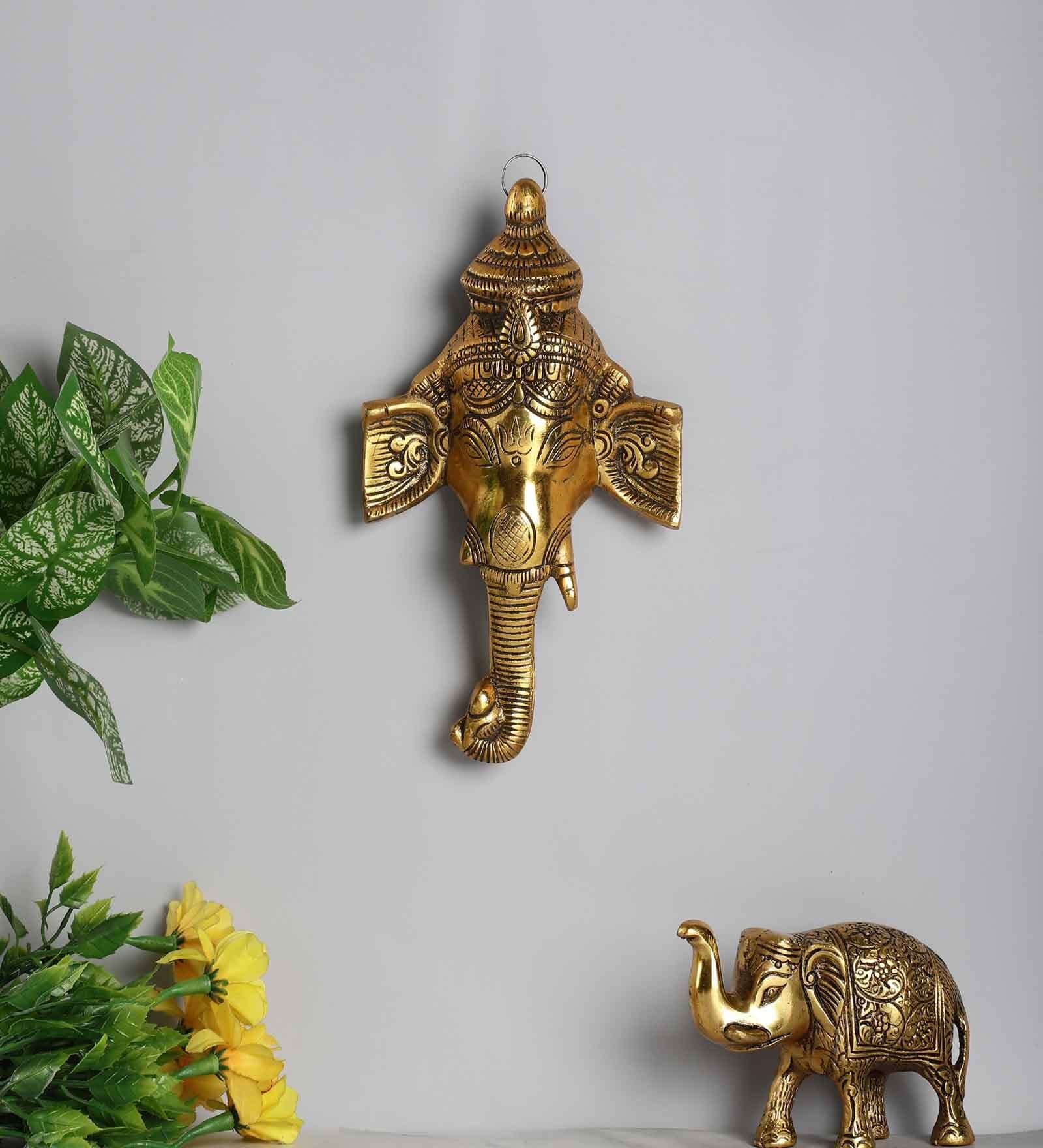 Lord Ganesh Gold Aluminium Religious Symbols
