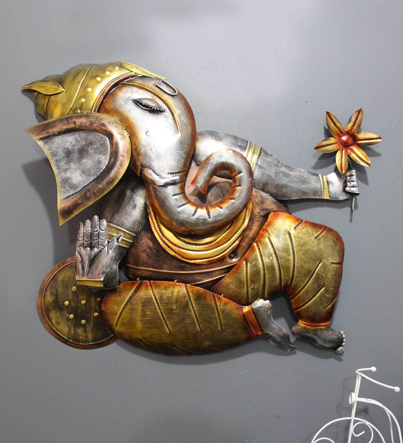 Collectibles Iron Lord Ganesha Wall Art In Gold