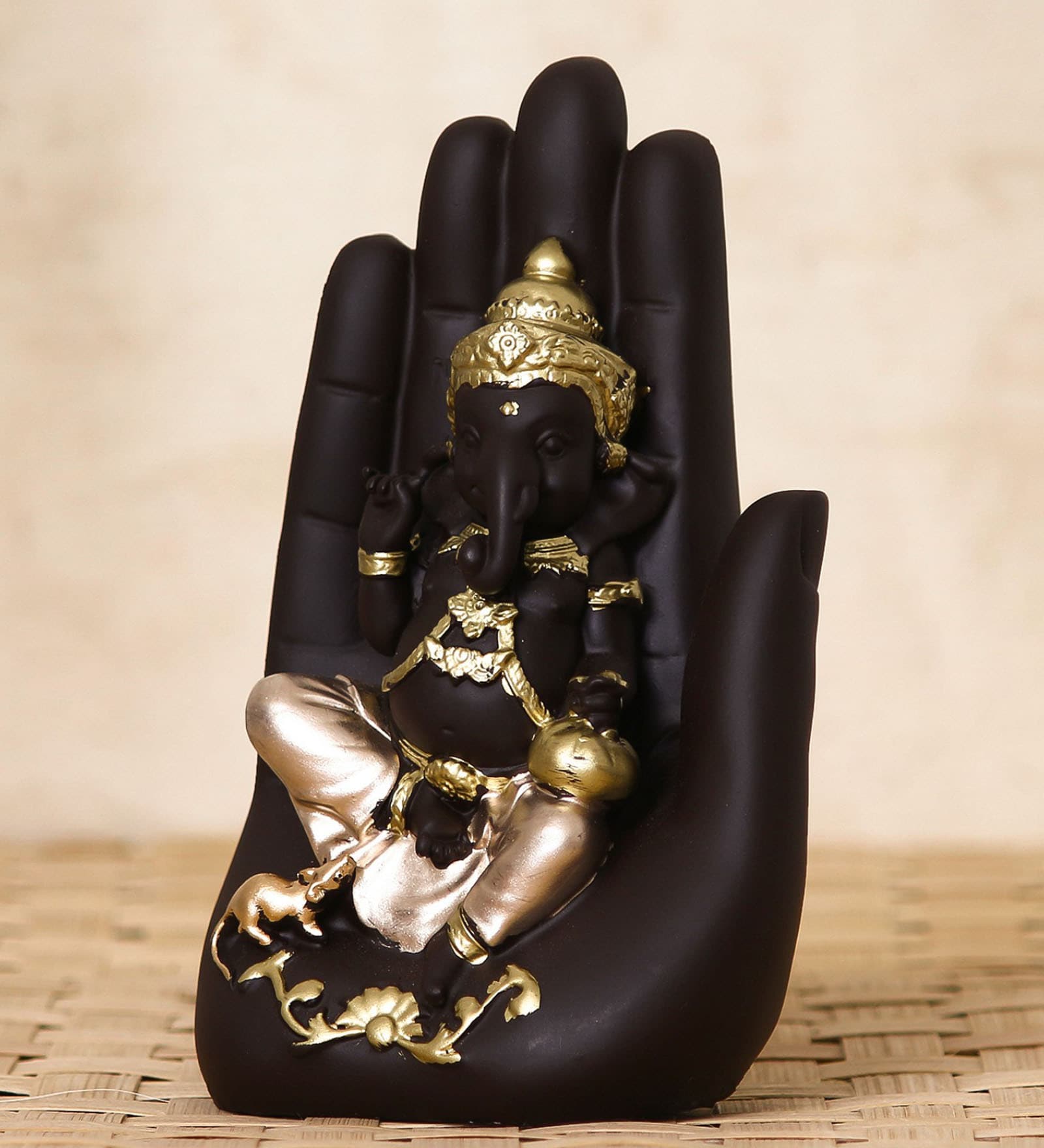 Lord Ganesha Black Polyresin Idol
