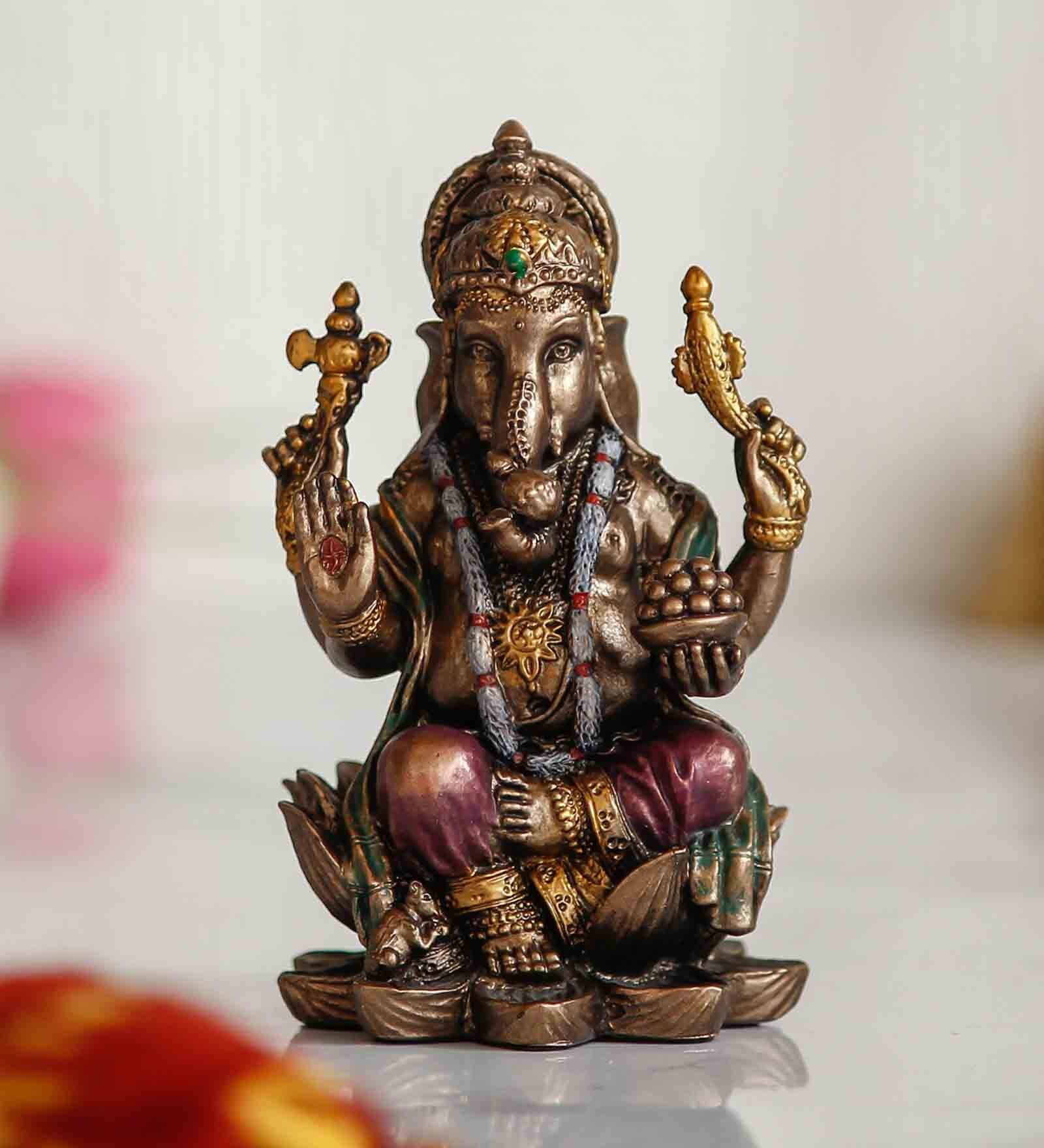 Lord Ganesha Brown Polyresin Idol