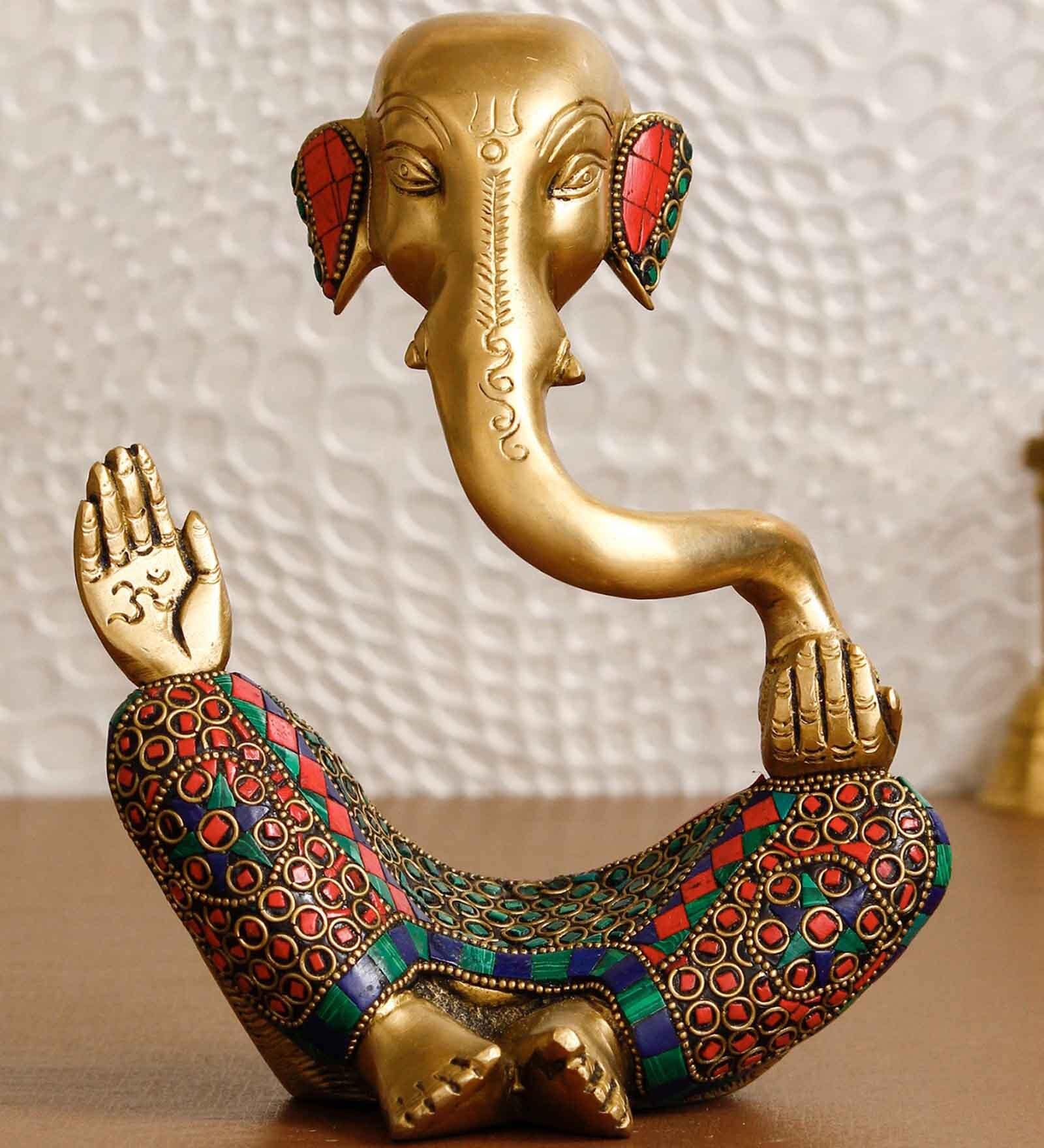 Lord Ganesha Gold Brass Idol