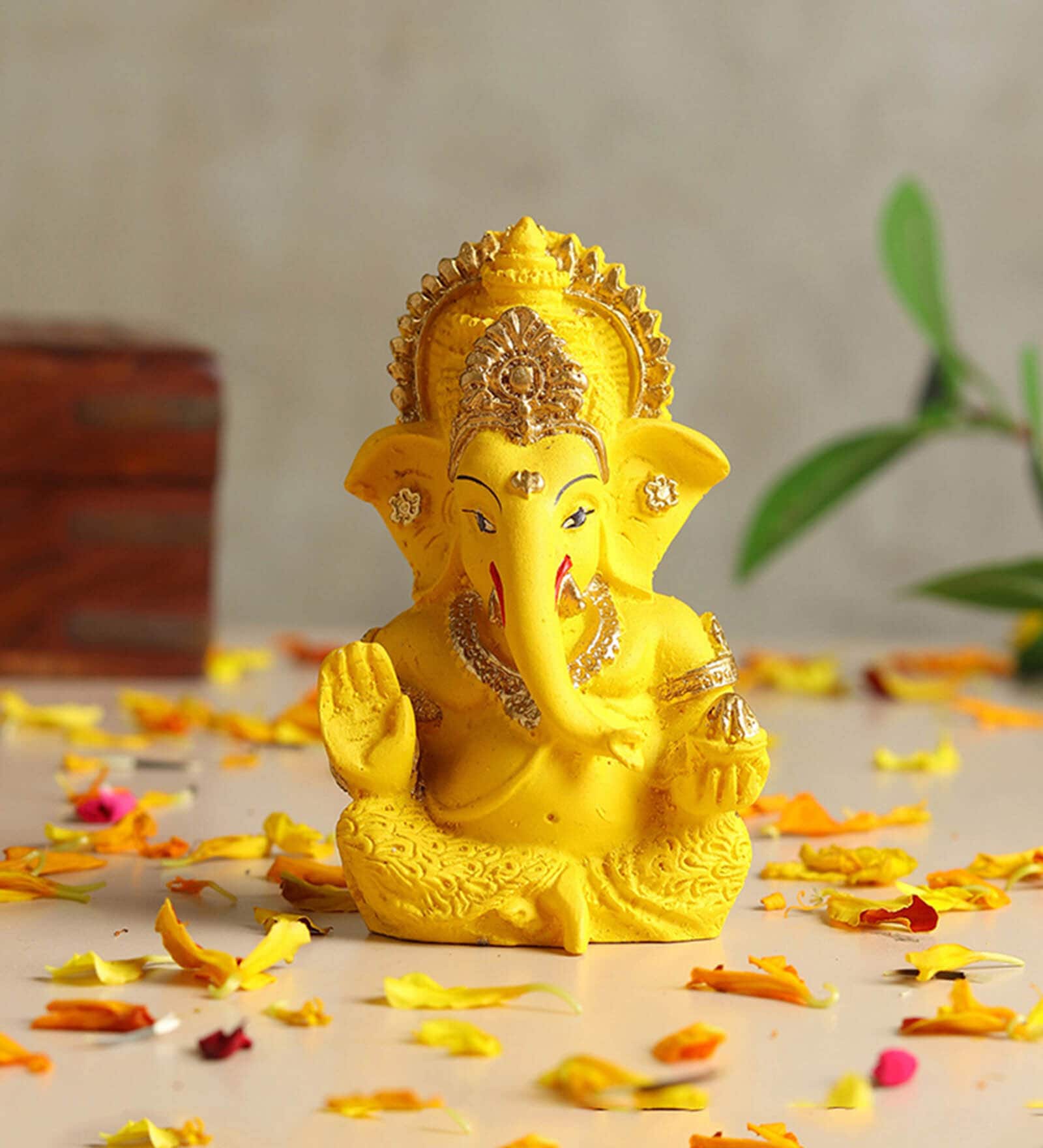 Yellow Lord Ganesha Idol