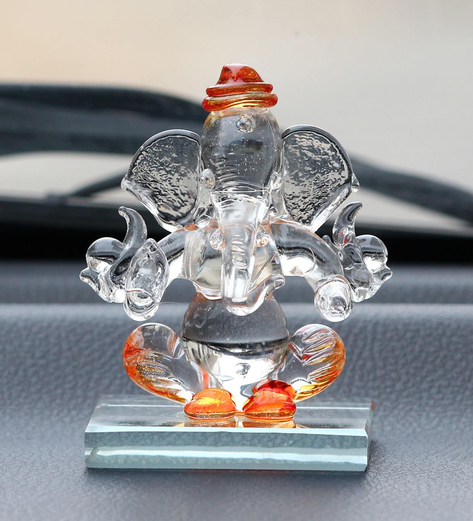 Lord Ganesha Orange Crystal Idol