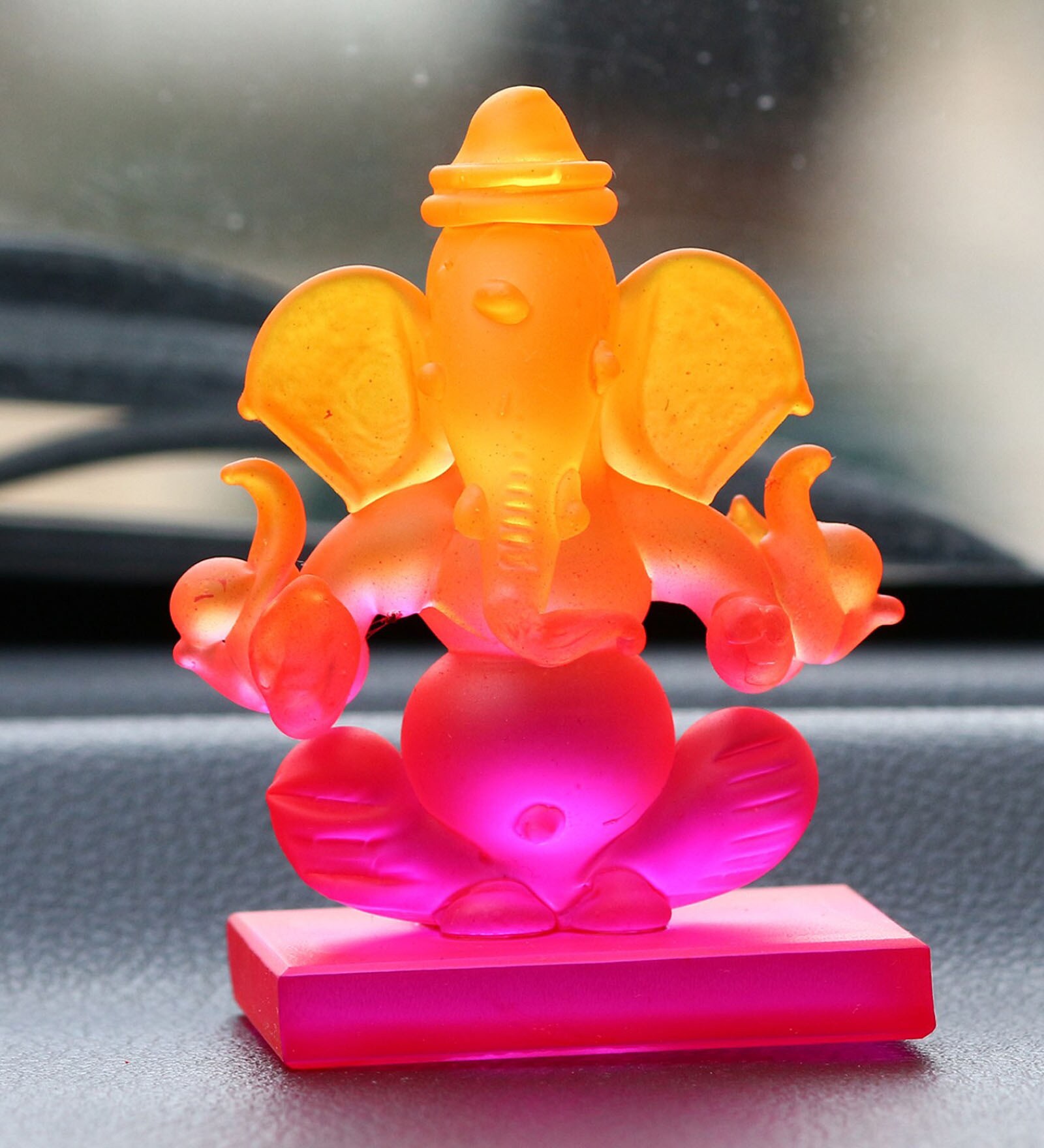 Lord Ganesha Orange Crystal Idol