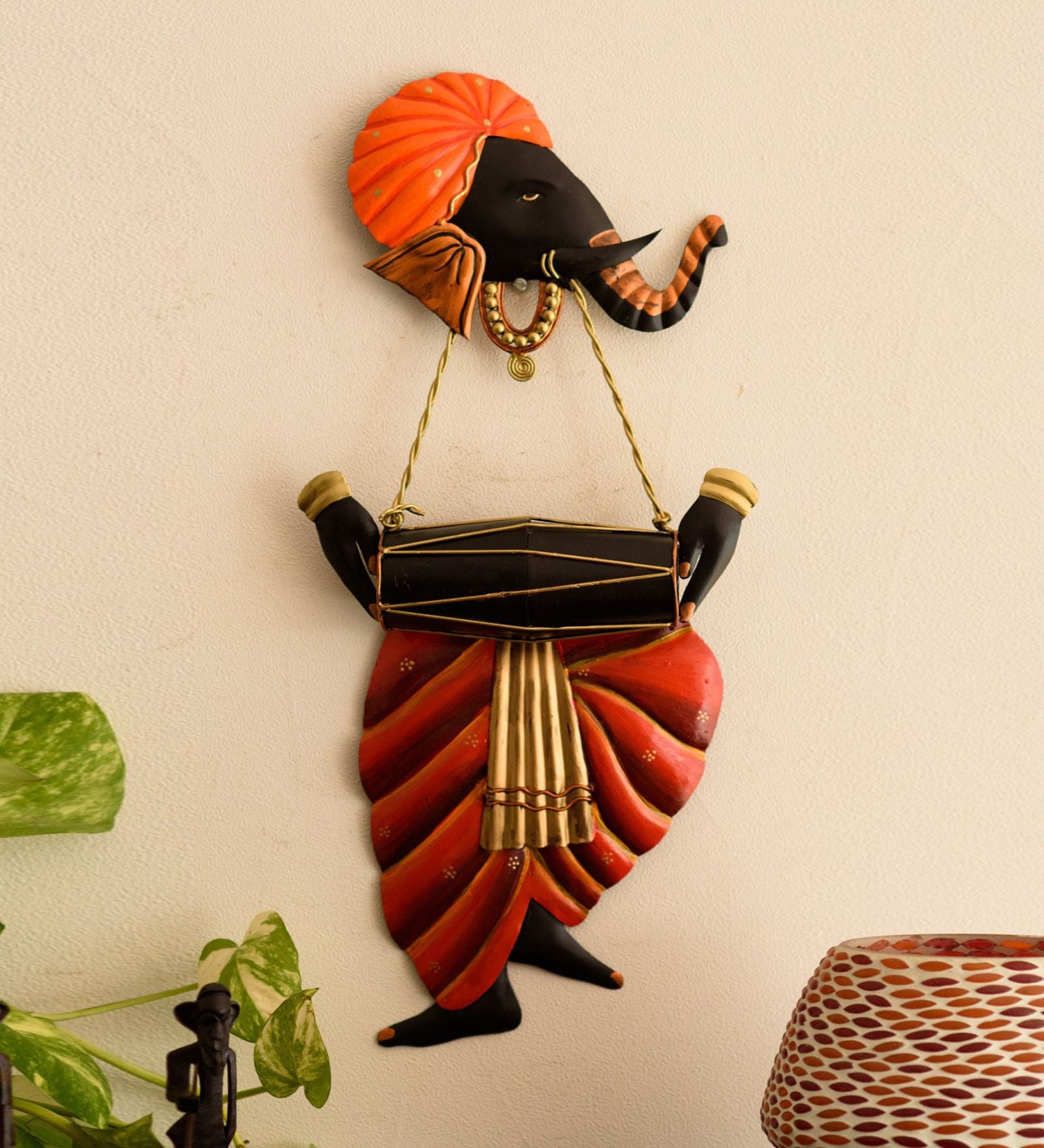 Lord Ganesha Orange Iron Idol