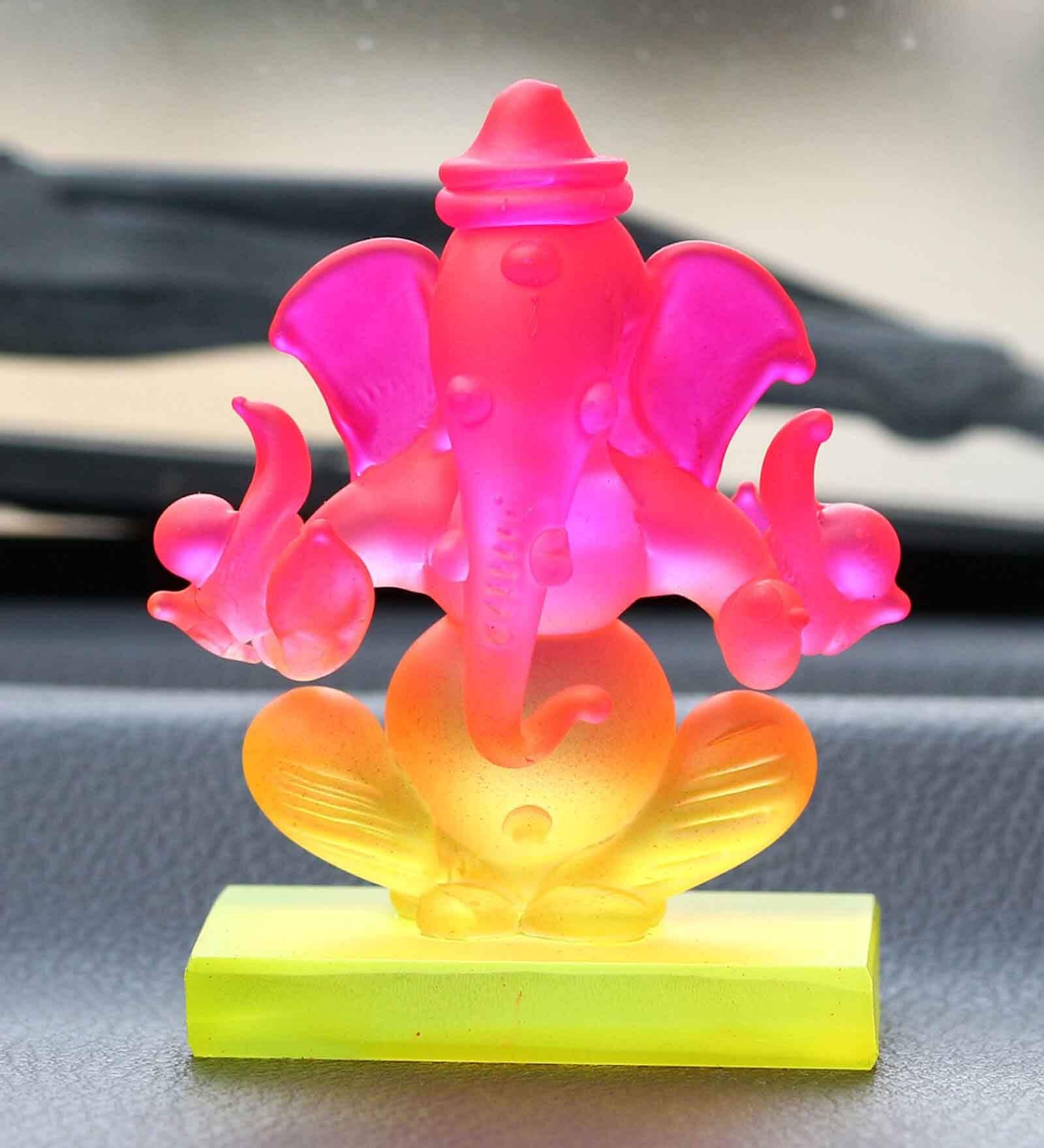 Lord Ganesha Pink Crystal Idol