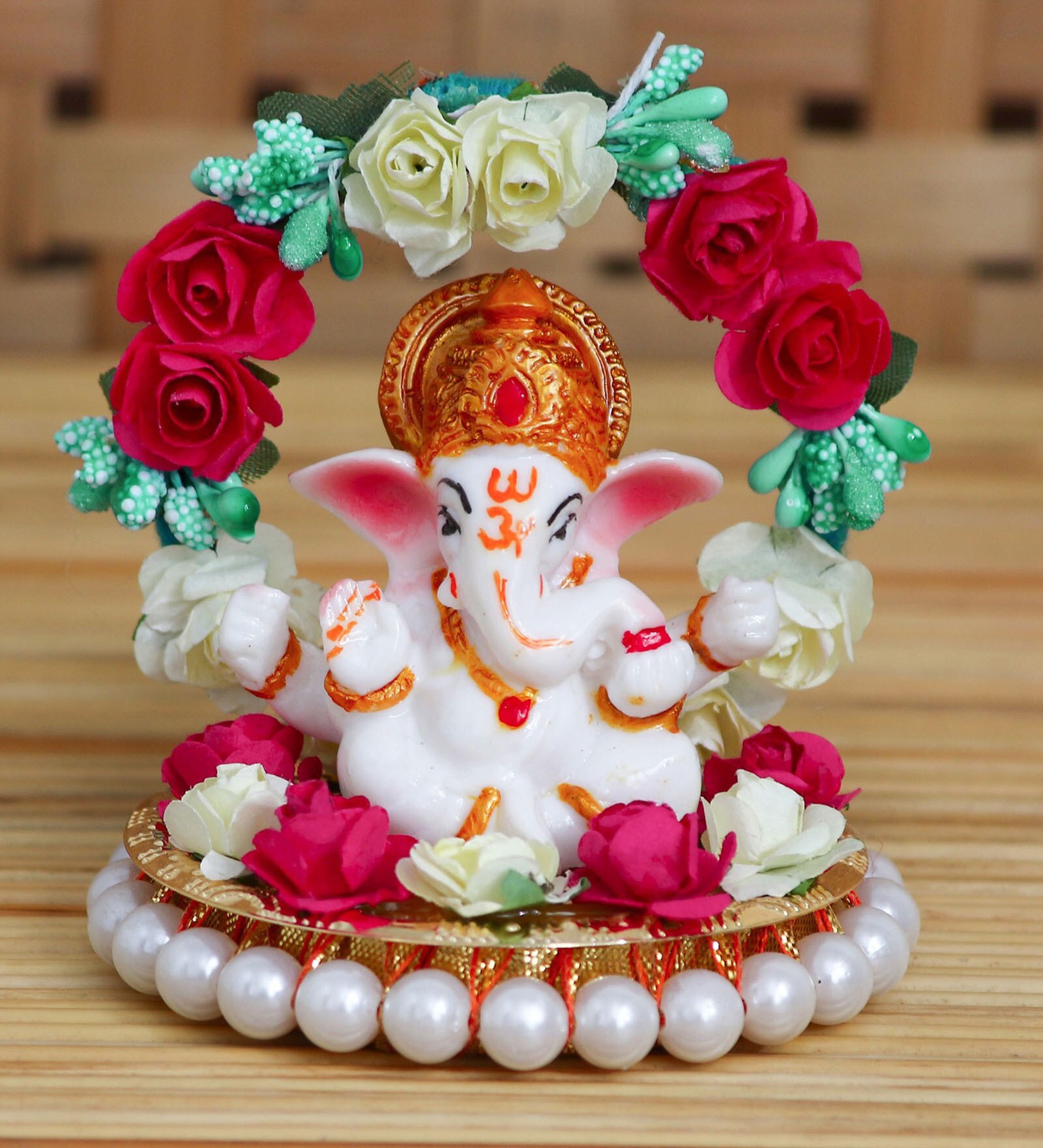 Lord Ganesha Red Metal Idol