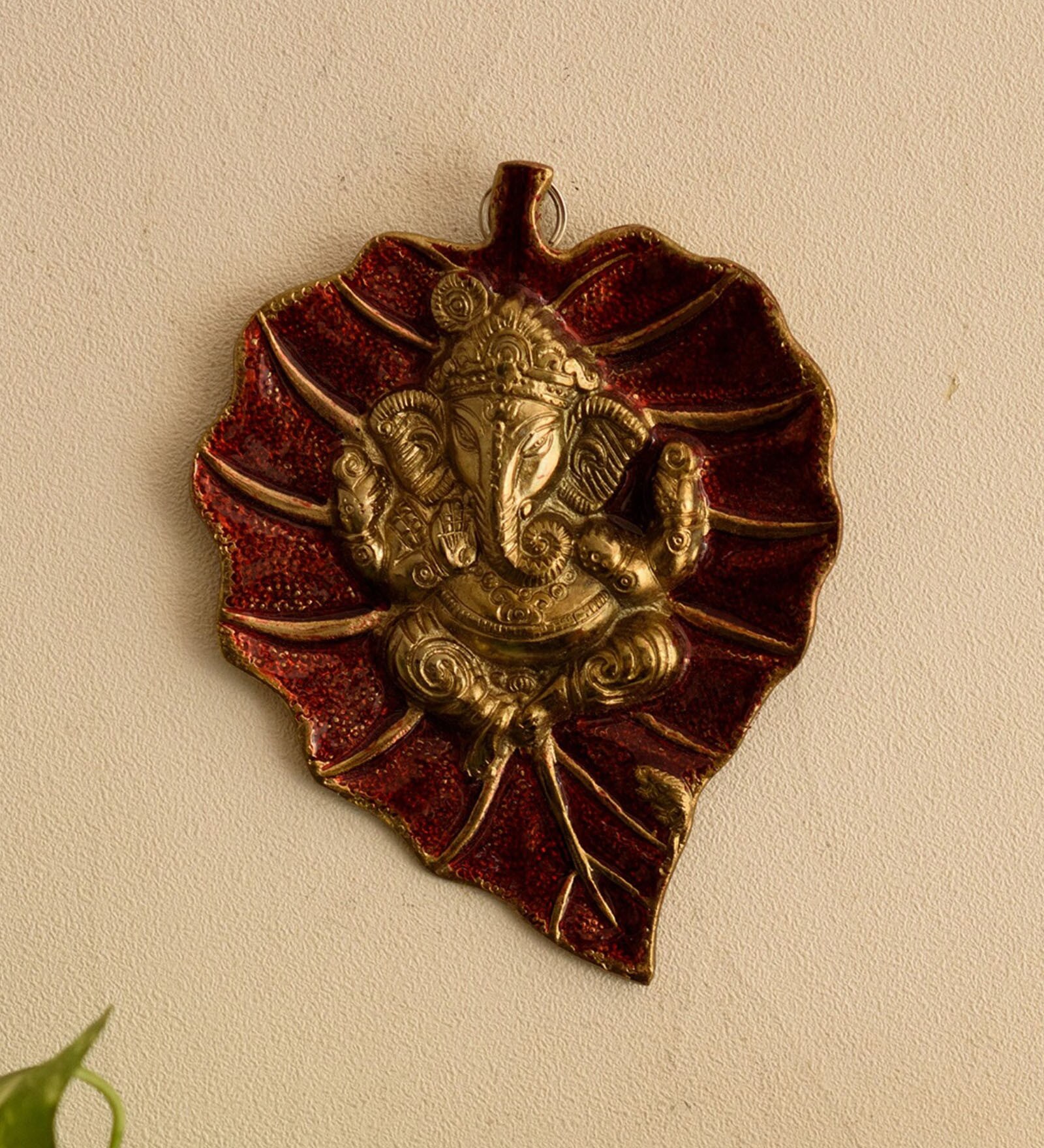 Lord Ganesha Red Metal Idol