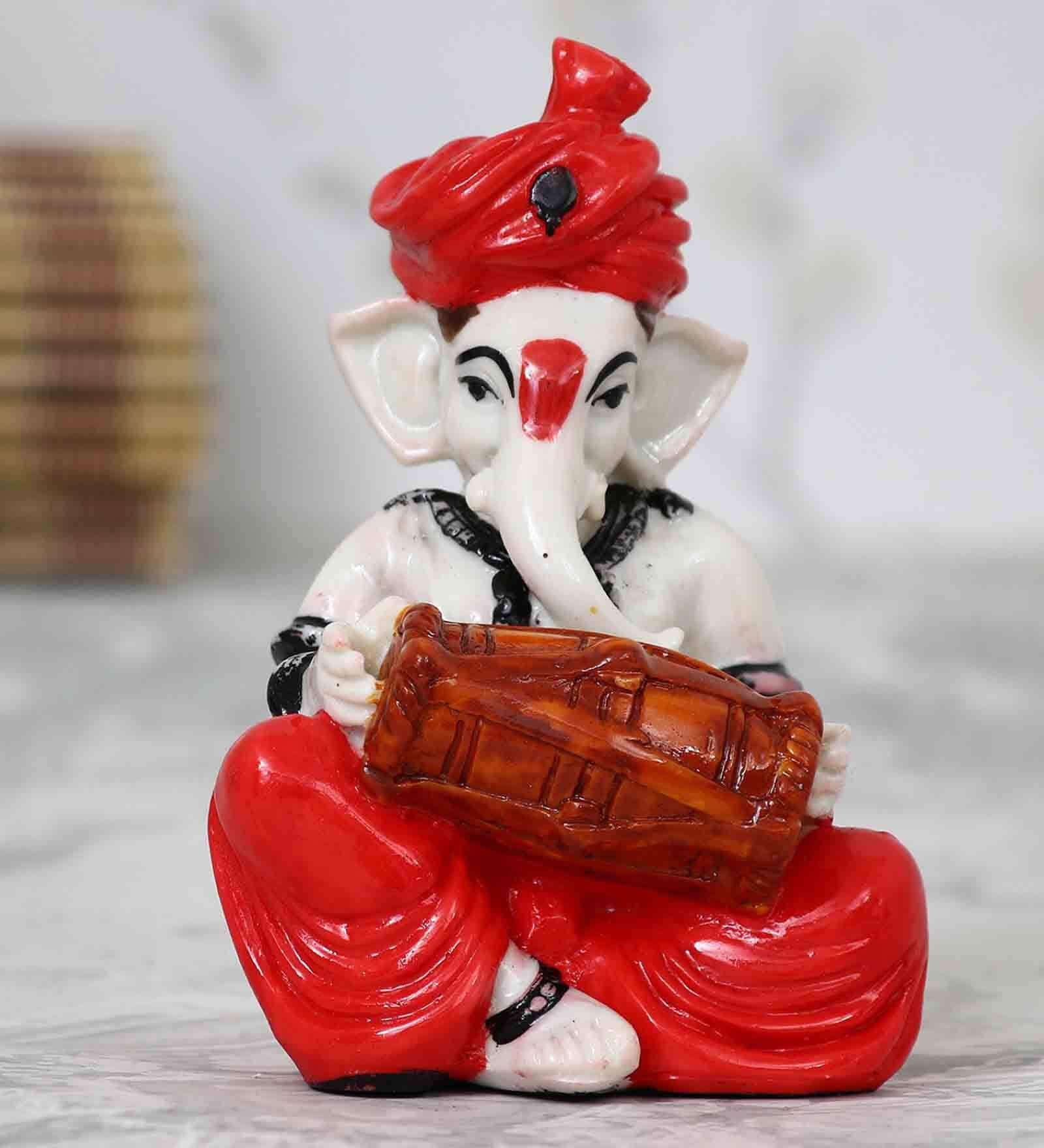 Lord Ganesha Red Polyresin Idol