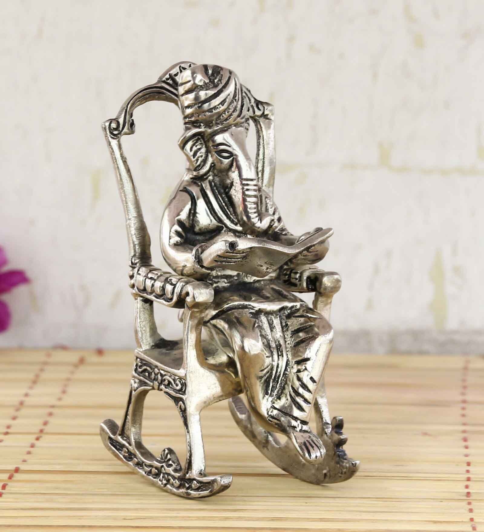 Lord Ganesha Silver Metal Idol
