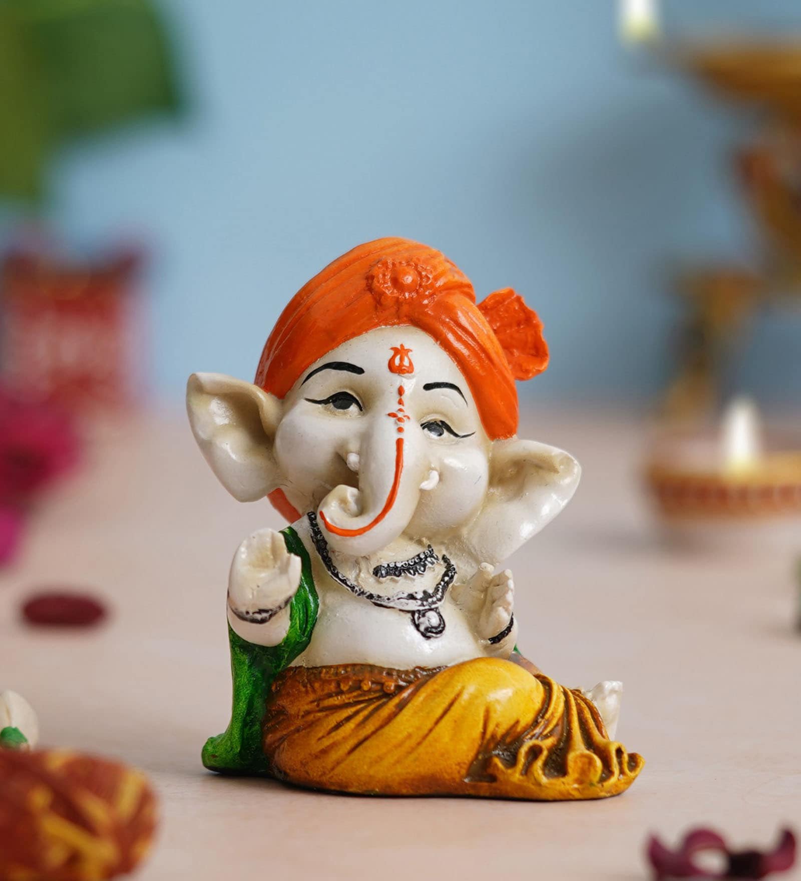 Lord Ganesha White Polyresin Idol