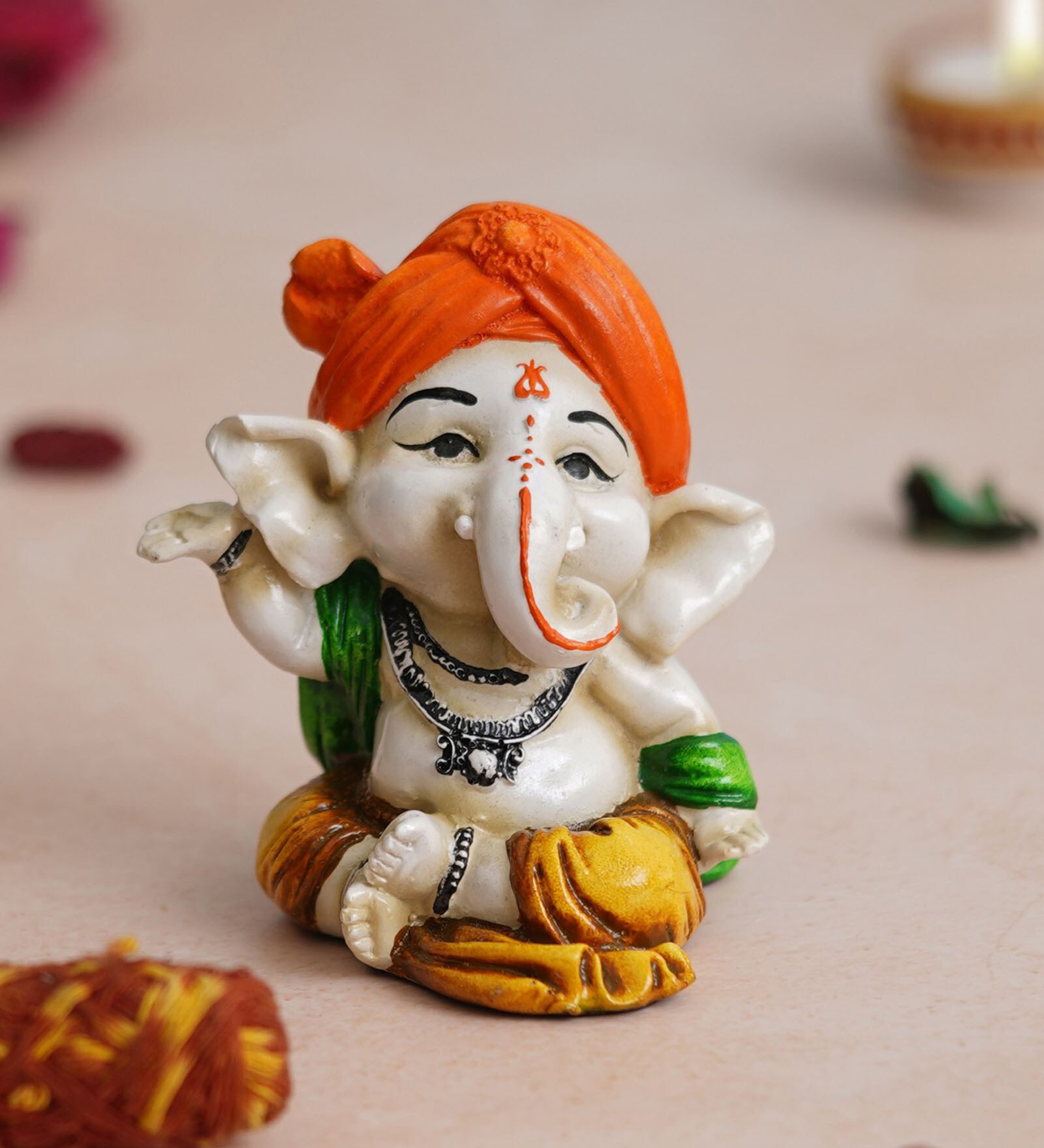 Lord Ganesha White Polyresin Idol