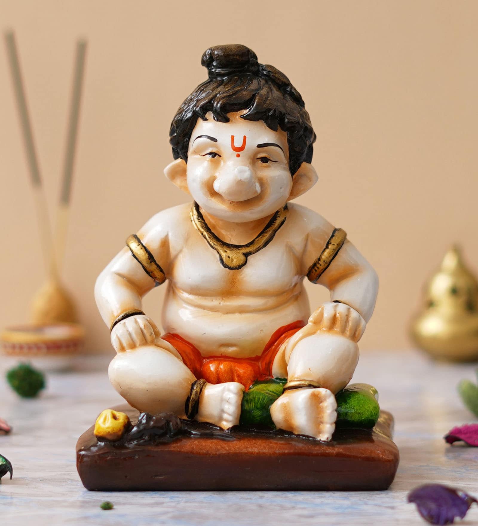 Lord Ganesha White Polyresin Idol